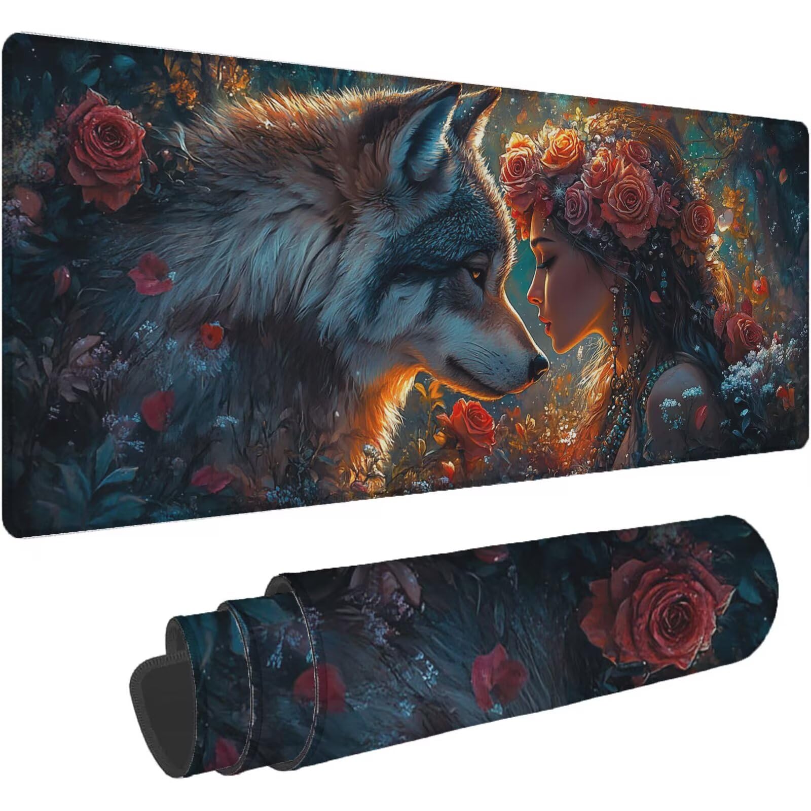 Podkładka pod mysz XXL 1400 x 700 mm kwiaty podkładka pod mysz zwierzę biurko podkładka pod mysz podkładka do gier antypoślizgowa gumowa podstawa zszyte krawędzie akcesoria biurowe do gier do biura i