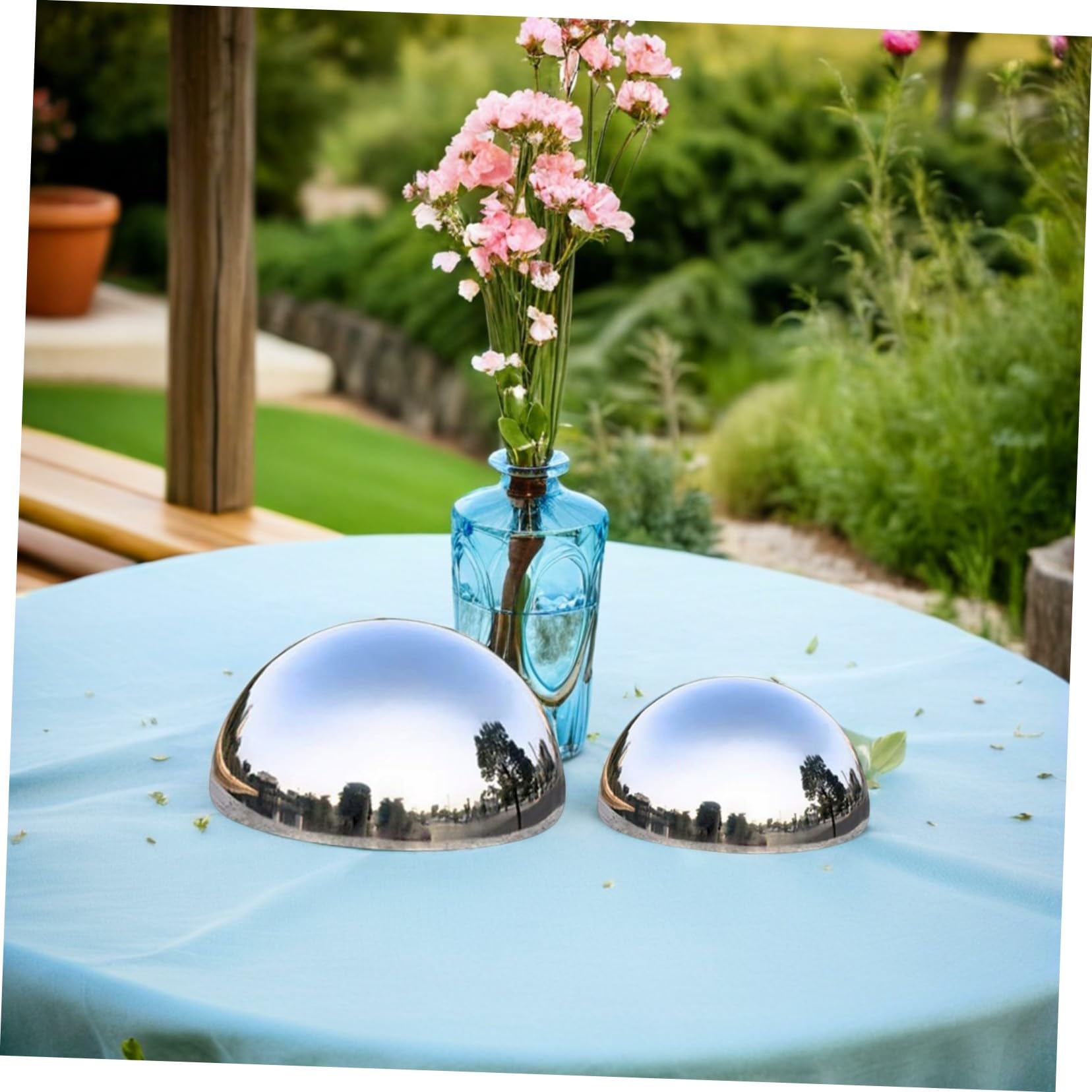 7 Piezas Bolas Decorativas de Jardin esferas de Espejo al Aire Libre de Espejo Bolas de de jardín esferas de de jardín Mirando Acero Inoxidable Plata