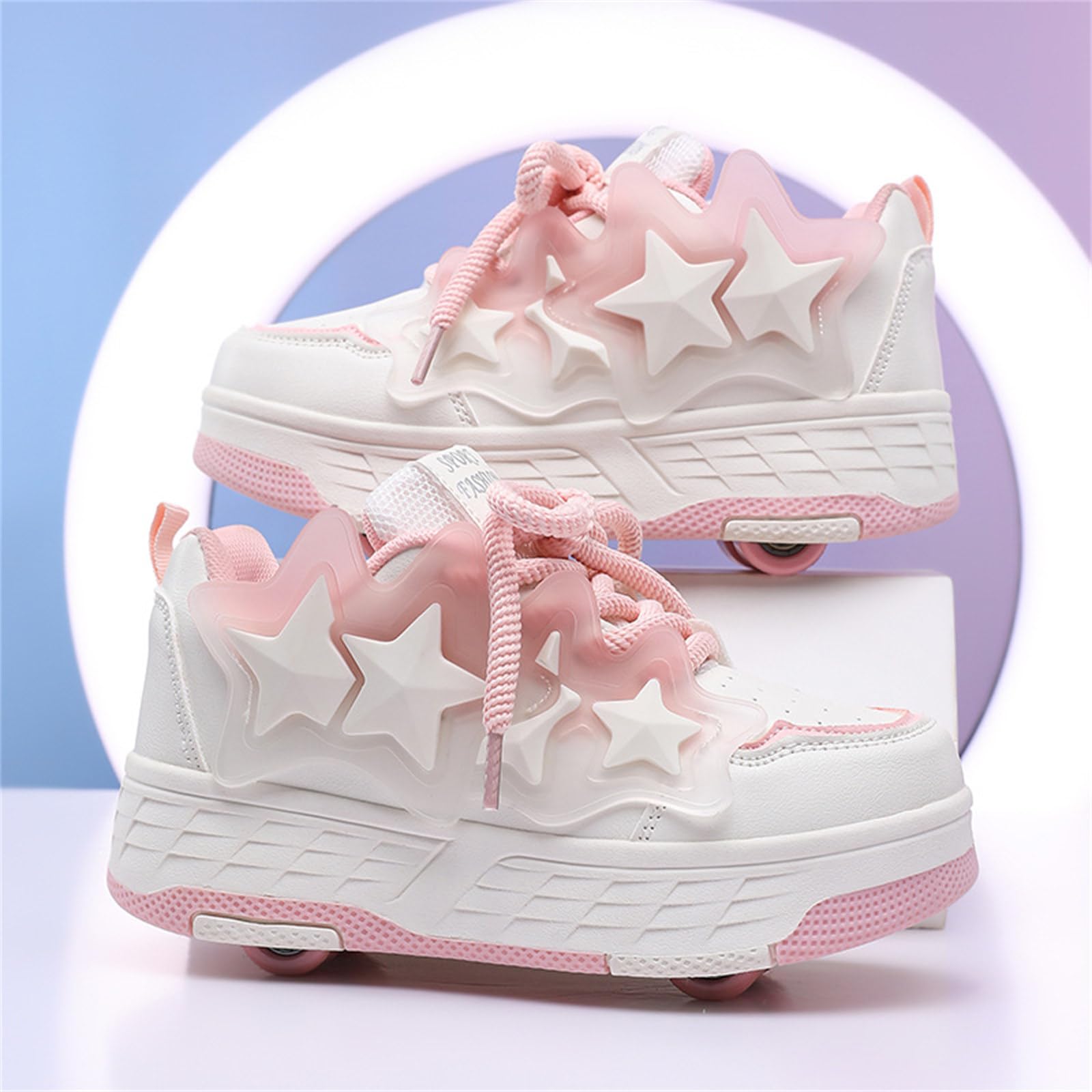 Mateju Sneakers con Rotelle Bambina 4 Rotelle, 2 in 1 Pattini Rimovibili Retrattili Skateboard, Bambino Scarpe Sportive per Adolescenti, Talla 30-40 EU Regalo di Compleanno