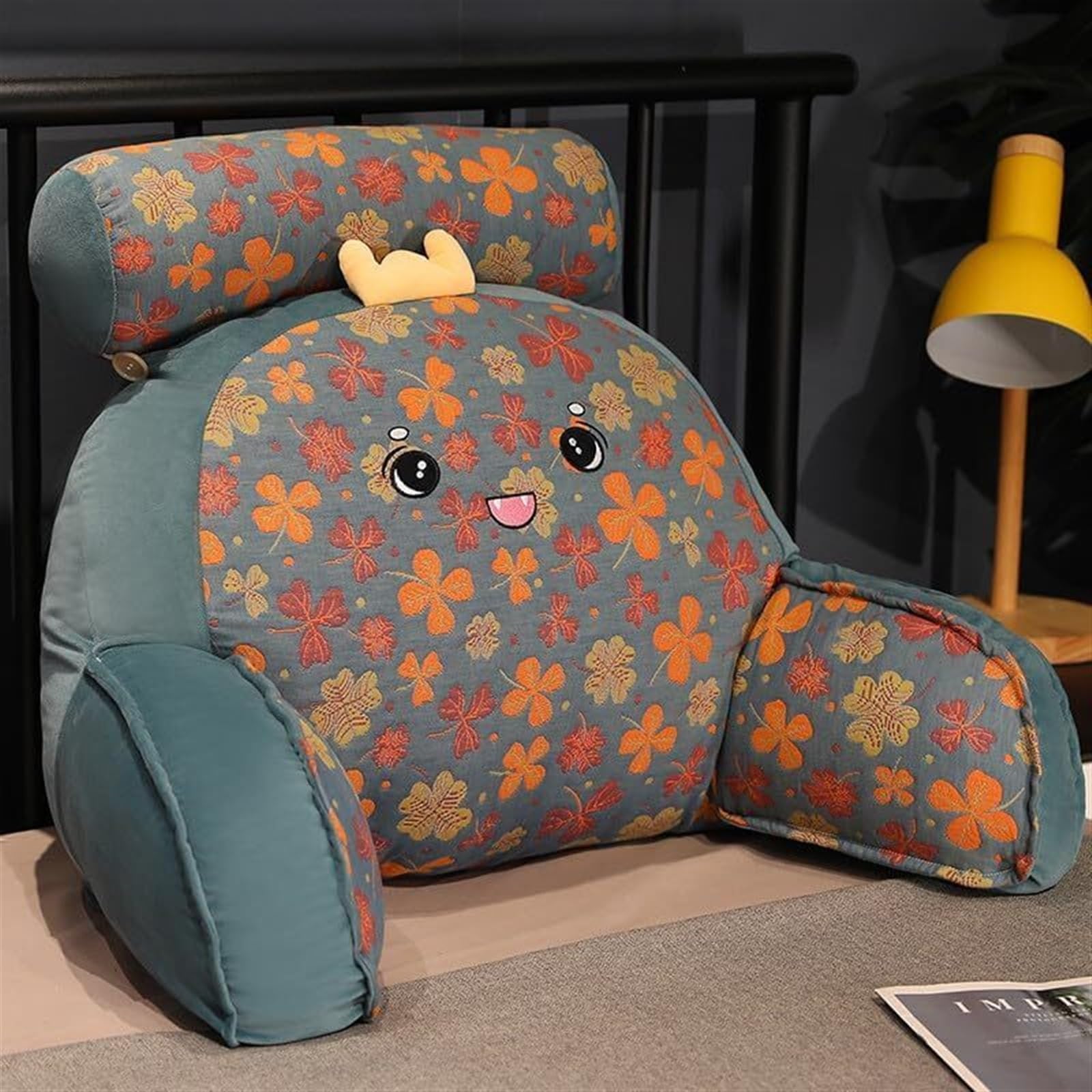 MYXJX back support cushion, Lumbar Support Cushion with Arm Floral Pattern Removable Back Waist Pillows(D,40 * 65cm)