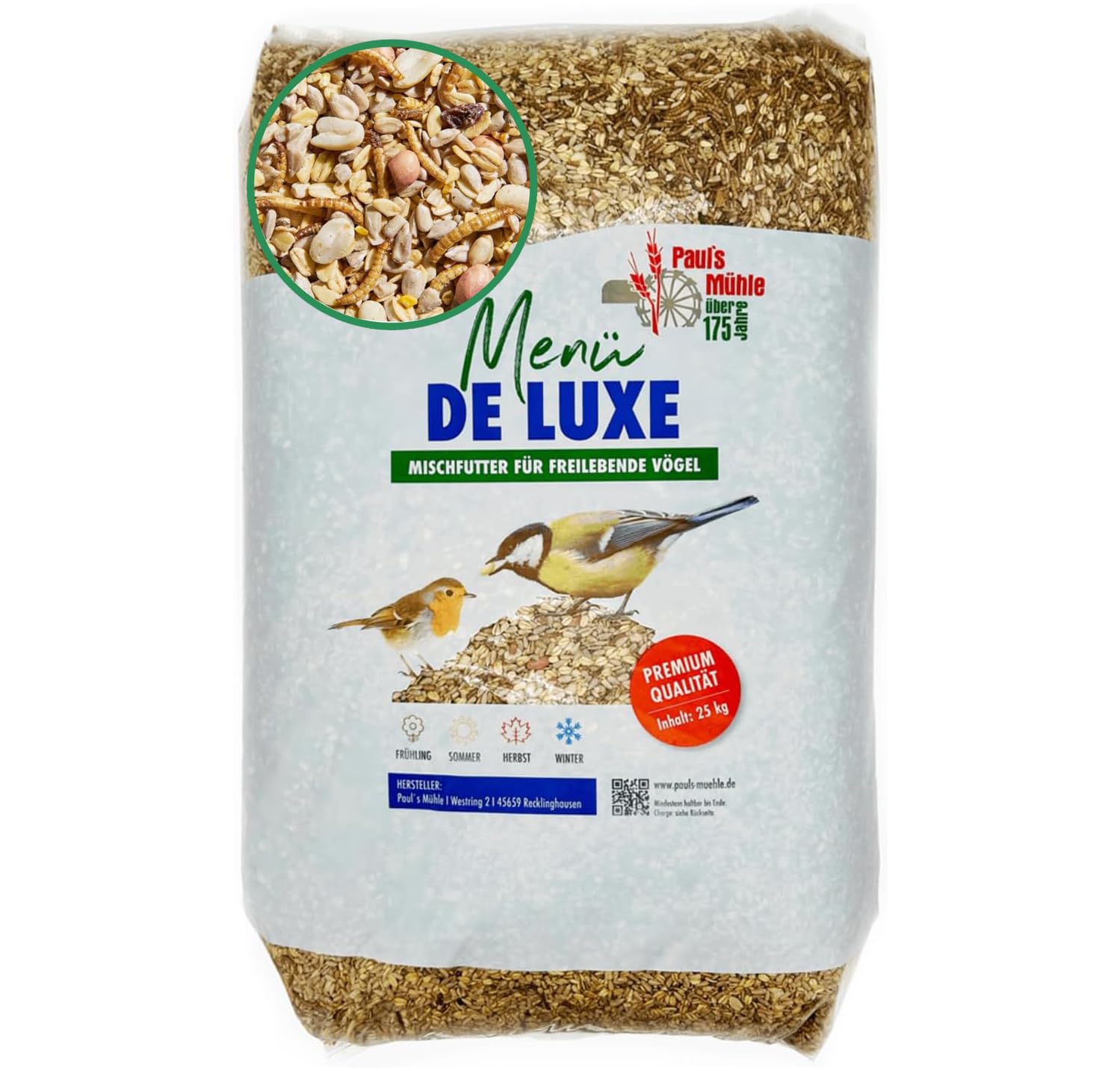 Pauls Mühle Wildvogelfutter Deluxe 25 kg | Vogelfutter für Wildvögel