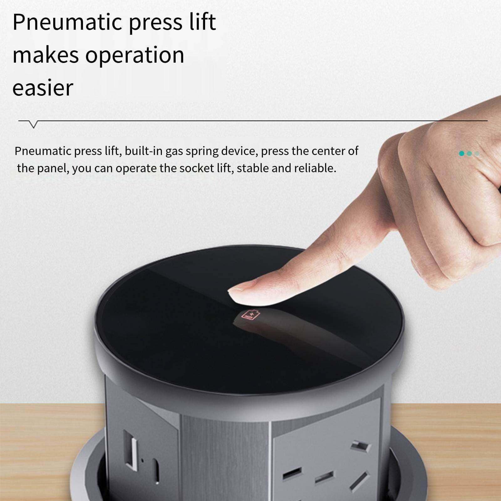 Presa elettrica pop-up con 3 prese universali, ricarica wireless e porte per caricabatterie B+Type-c per casa, ufficio, cucina, piani di lavoro, scrivania,White