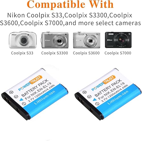 Miniatura 3 de Batería EN-EL19 EN EL19 + cargador USB LED para Nikon Coolpix S32 S33 S100 S2500 S2750 S3100 S3200 S4200 S4400 S6400 S6500 S6600