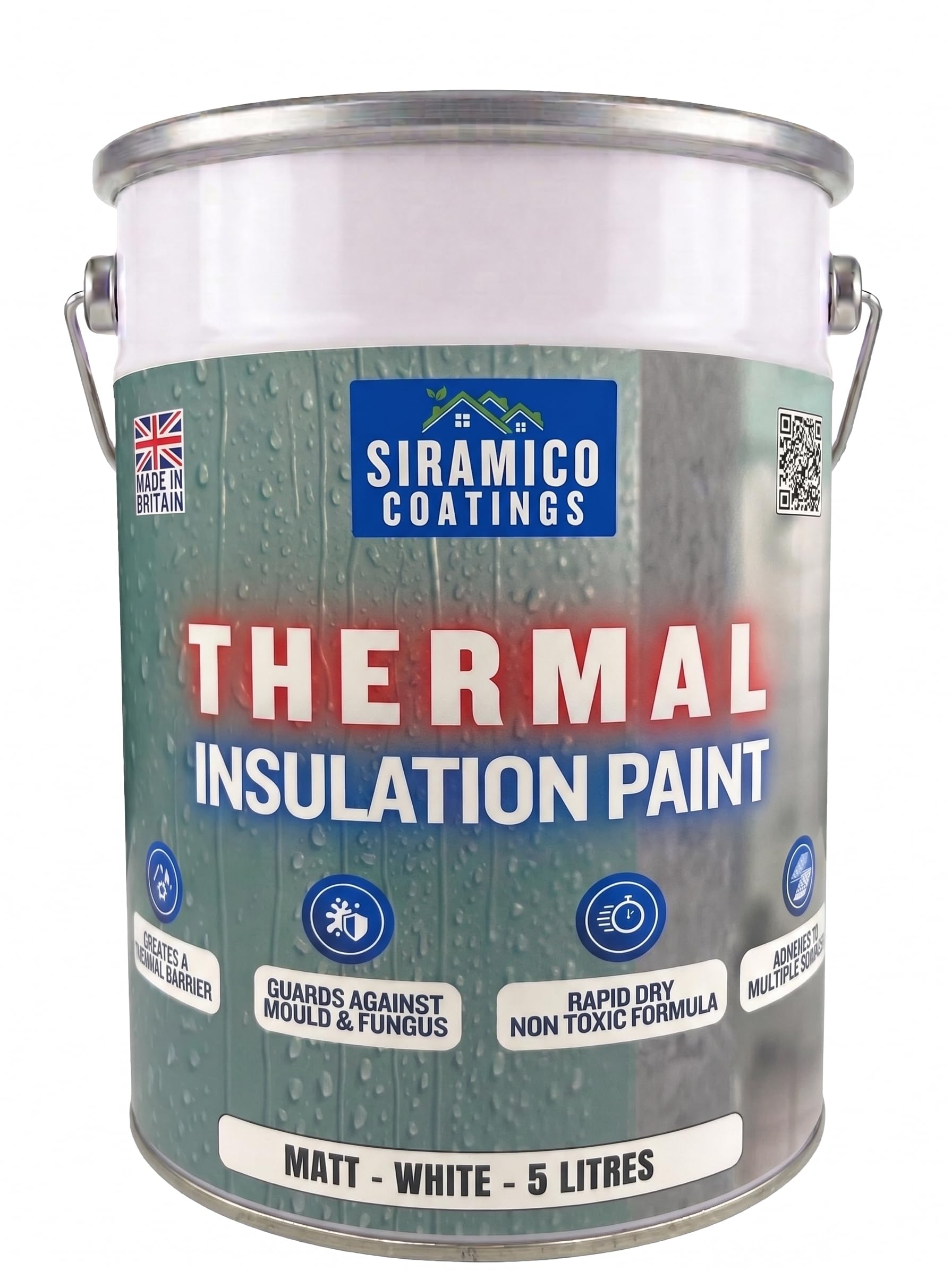 SIRAMICO COATINGS I Thermal Insulation Paint I 5 Litres - Matt White I Provides Thermal Insulation to Painted Surfaces