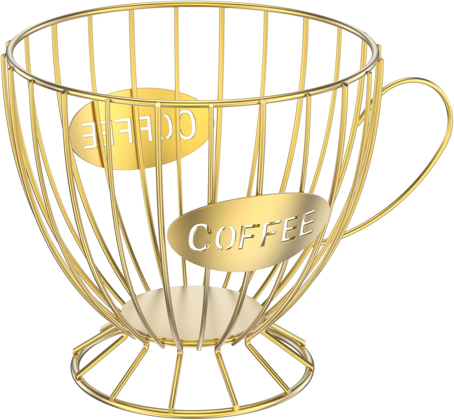 Large Capacity Coffee Pod Storage Basket, Metal Coffee Pod Holder, Coffee Capsule Storage Organizer Coffee Bar Counter Organizer Coffee Filter Basket for Kitchen Dinning Room Office Home (01, Gold)