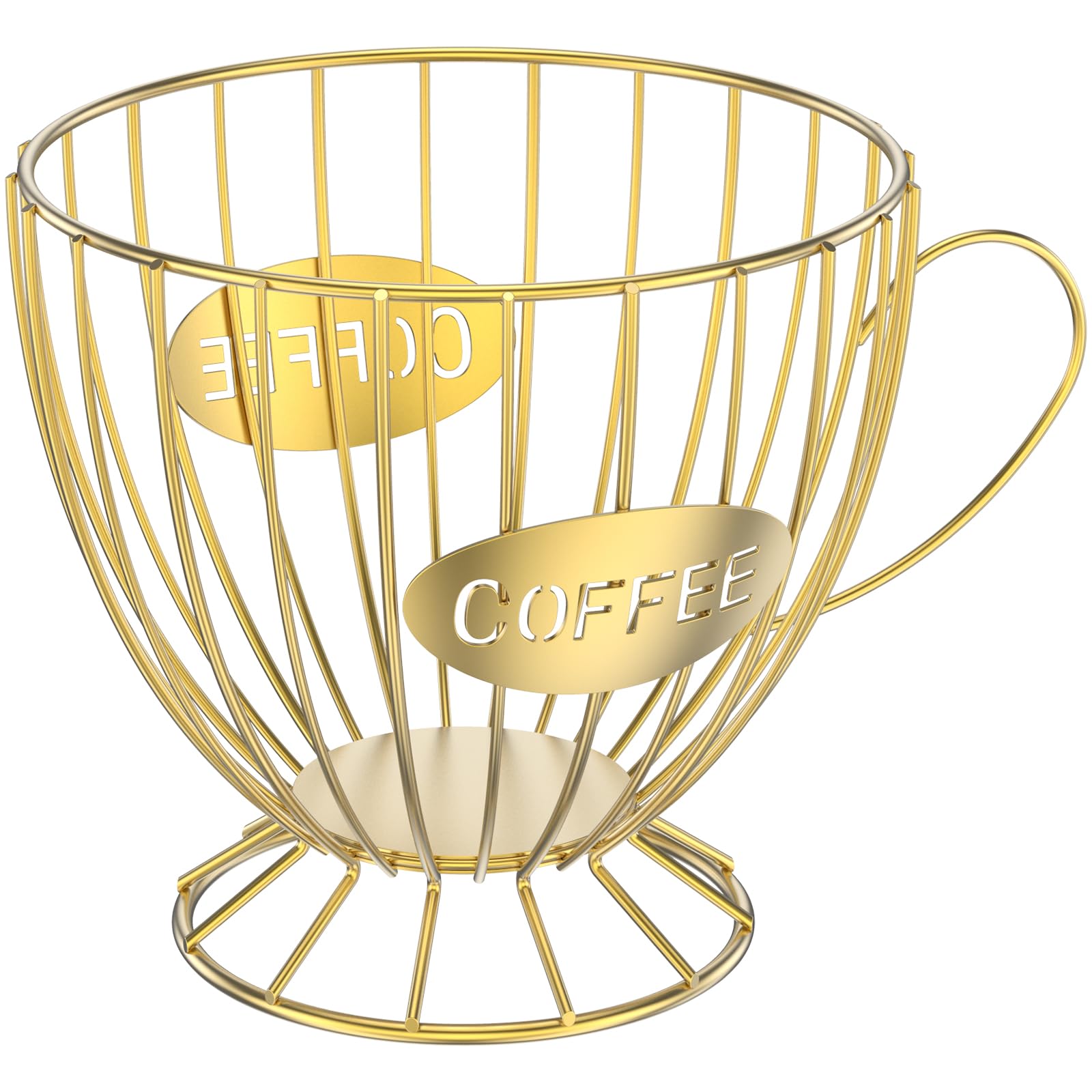 Large Capacity Coffee Pod Storage Basket, Metal Coffee Pod Holder, Coffee Capsule Storage Organizer Coffee Bar Counter Organizer Coffee Filter Basket for Kitchen Dinning Room Office Home (01, Gold)