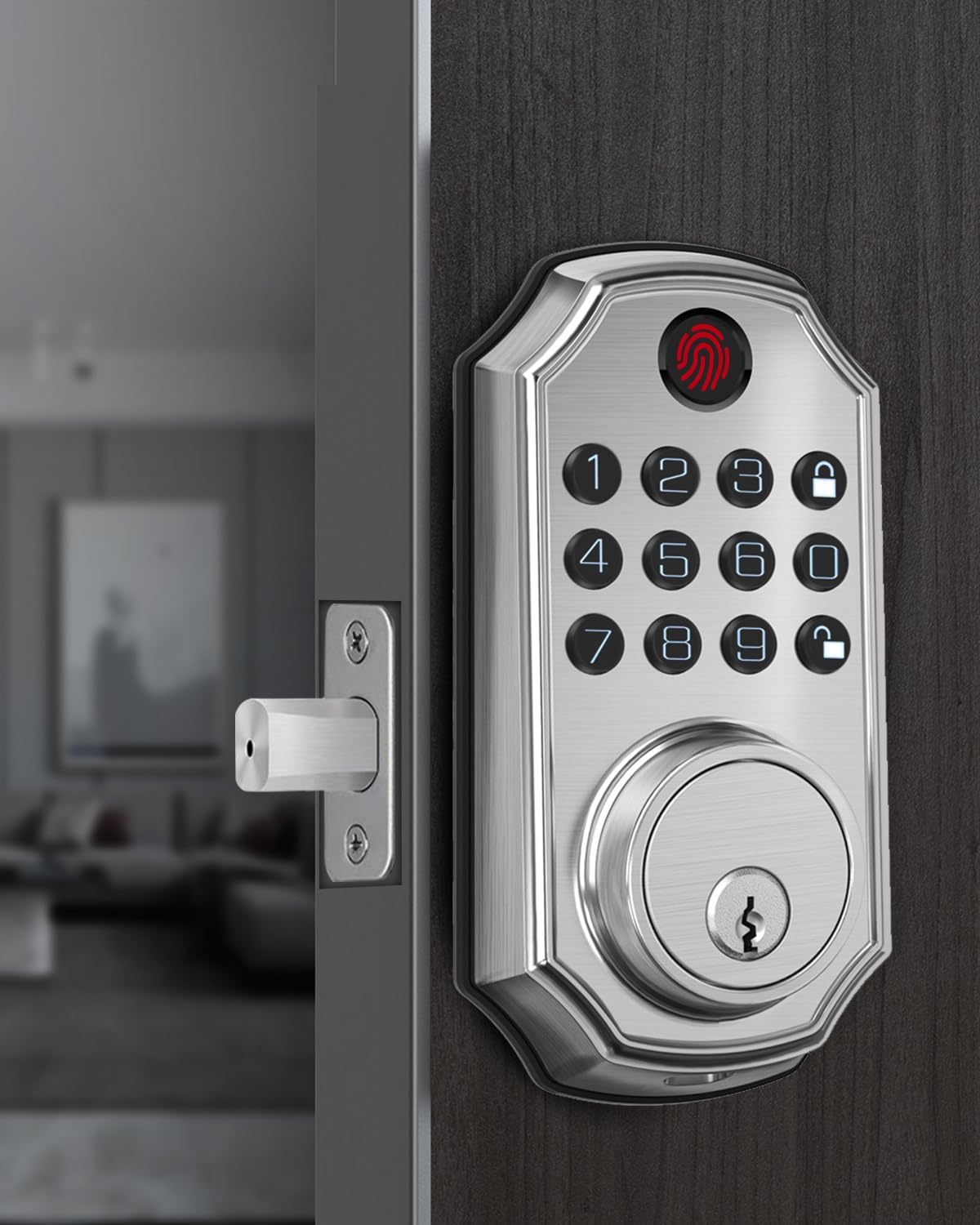ZSZ Smart Locks for Front Door, Keyless Entry Door Lock with Fingerprint, Keypad & Code Unlock, No App/Internet Needed, Auto Lock, Function Setting with Voice, Install in 90 Seconds, Low-Battery Alert