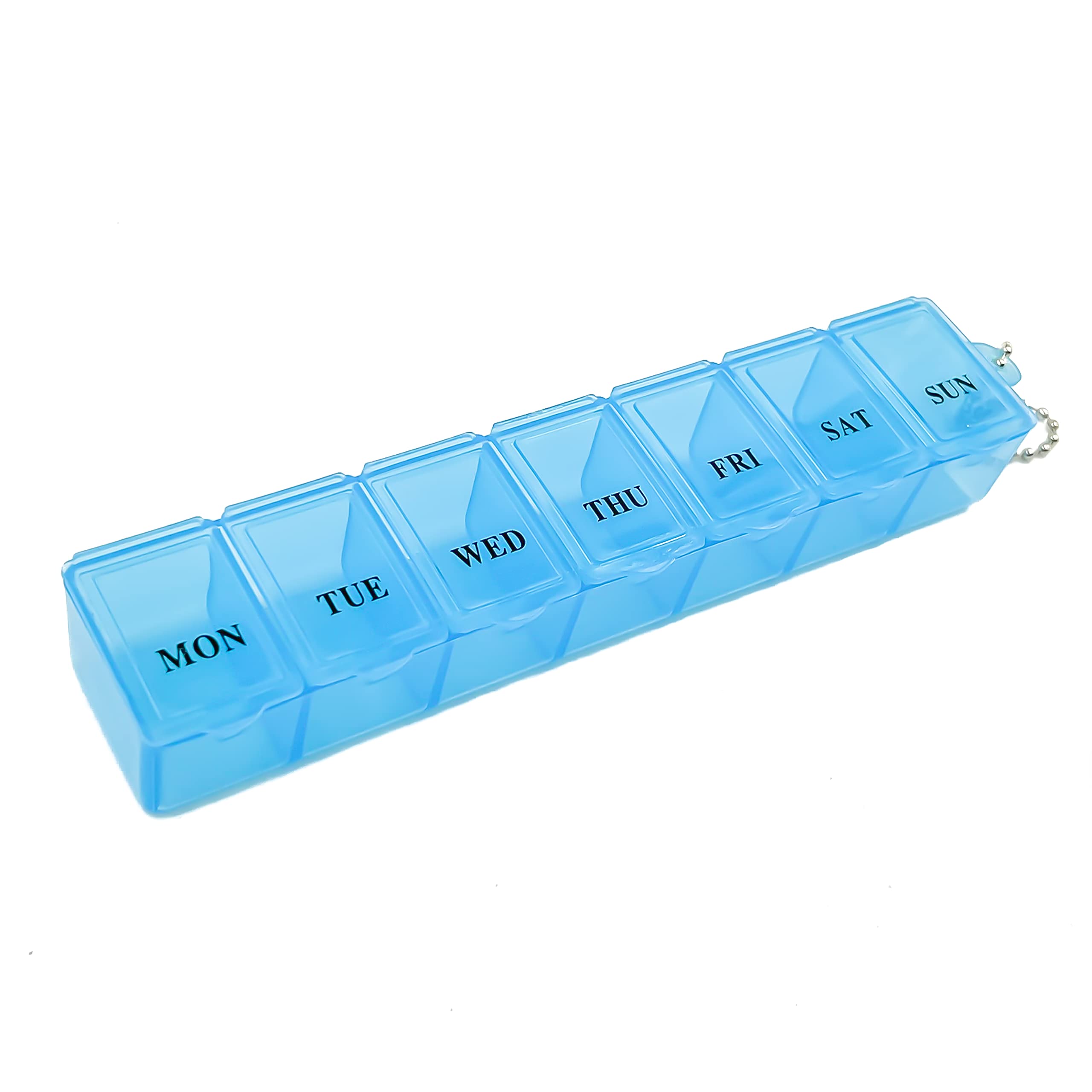 Boxsik Pill Box 7 Day 1 Times a Day – Blue Weekly Pill Organiser for Vitamins, Supplements, and Medications for Travel, Home, and Office Use – Premium Quality Food Grade Material