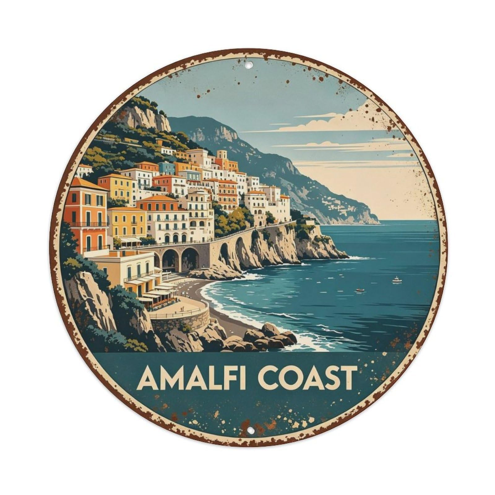 Amalfi Coast Metal Tin Sign Plaque