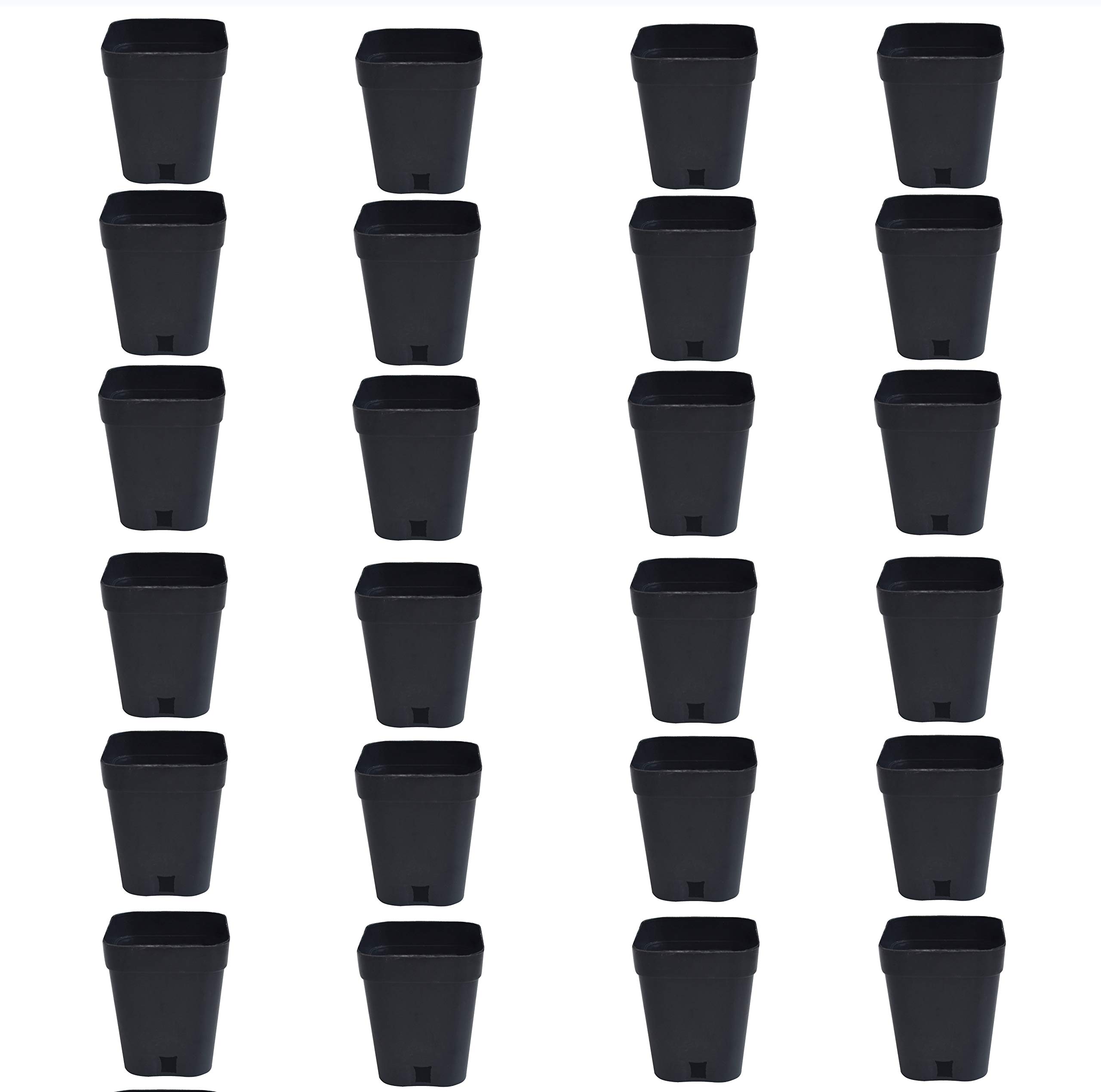 Novicz 3 inch Plastic Nursery Seed Seedling Germinating Pots Cup Set Plant Pot, Set of 24 Pcs, Black