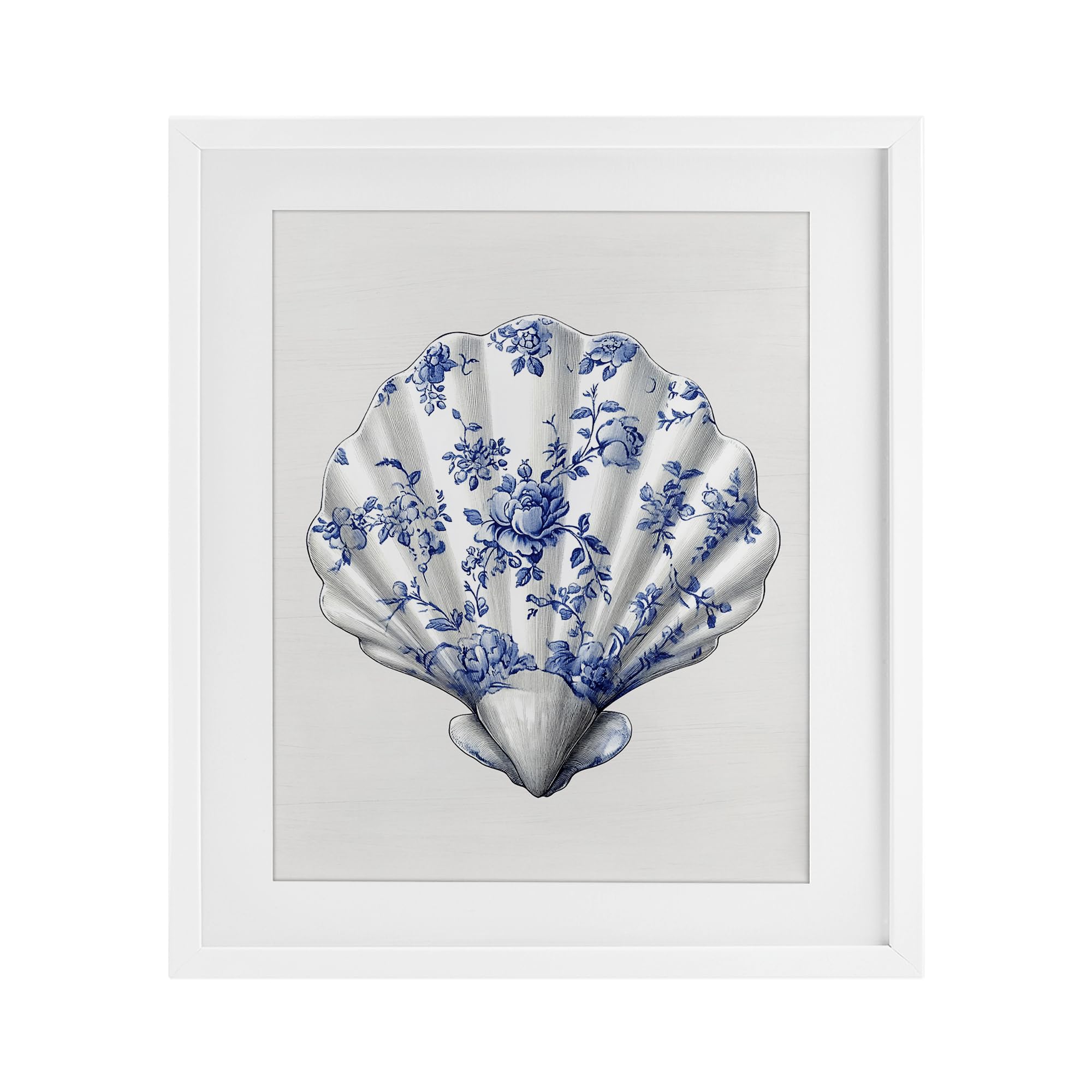 'Funky Toile Seashell'| Framed Print Under Glass