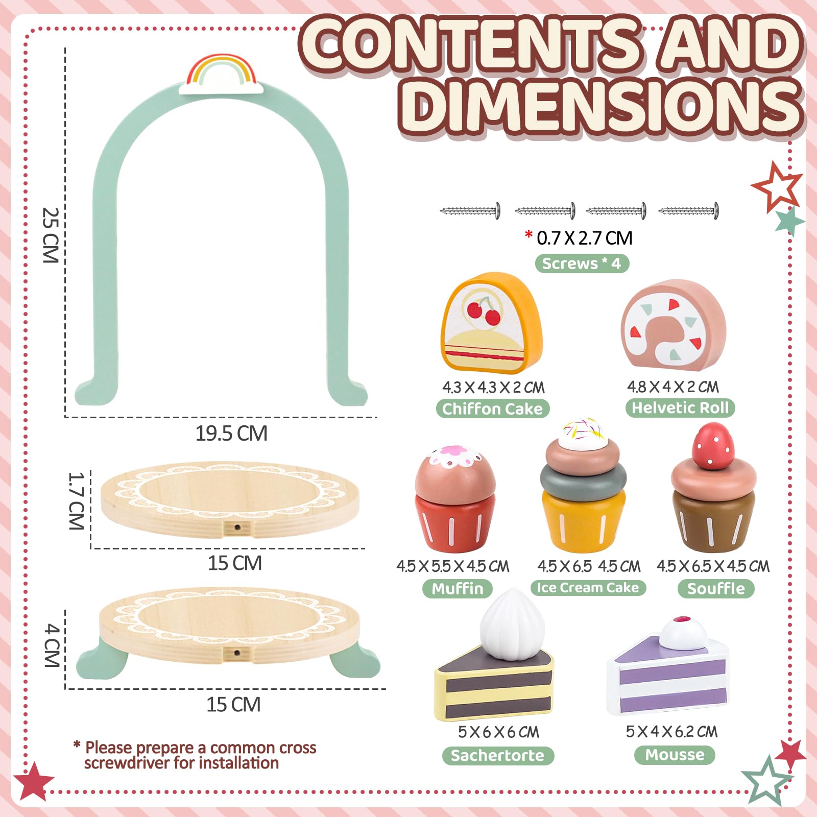 Airlab Cucina Giocattolo per Bambini Bambino, Giochi Accessori Cibo Cucina, Torta Dessert in Legno, Giocattolo Educativo Montessori, Regalo Compleanno Pasqua Halloween Natale Ragazzo Ragazza 3+ Anni