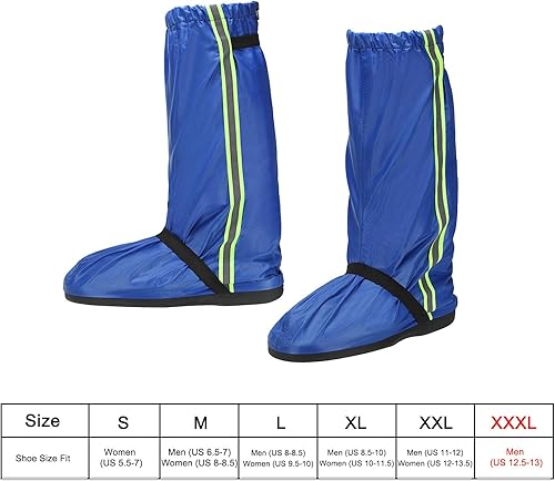 Miniatura 10 de PATIKIL Cubiertas impermeables para zapatos, reutilizables antideslizantes con cremallera para zapatos de lluvia, cubiertas para botas de nieve