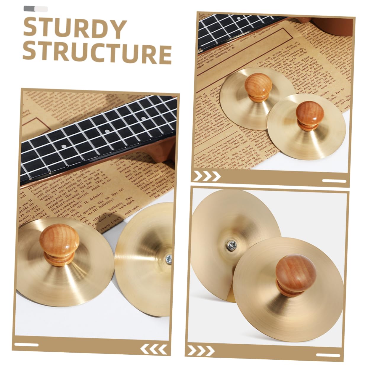 OFFSCH 2pcs Finger Cymbals for Musical Instrument for Belly Dancing Stage Performances Includes Handle for Comfortable Grip