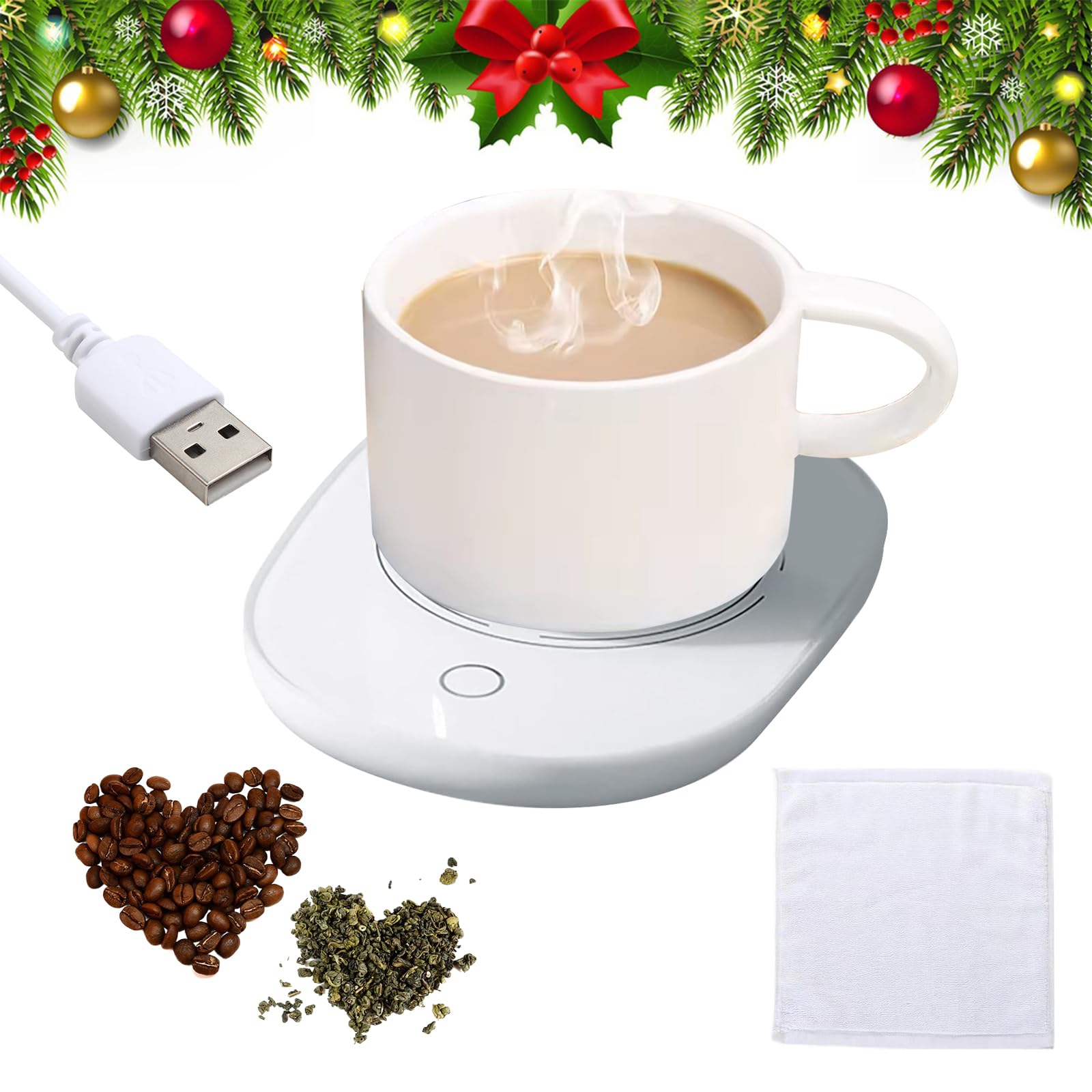 TMRBBesty Scaldatazza per Riscaldare caffè,Scaldatazze da caffè,Scalda Tazza USB,Porta 1 Asciugamano Piccolo,Temperatura costante Intelligente,16W Bianco