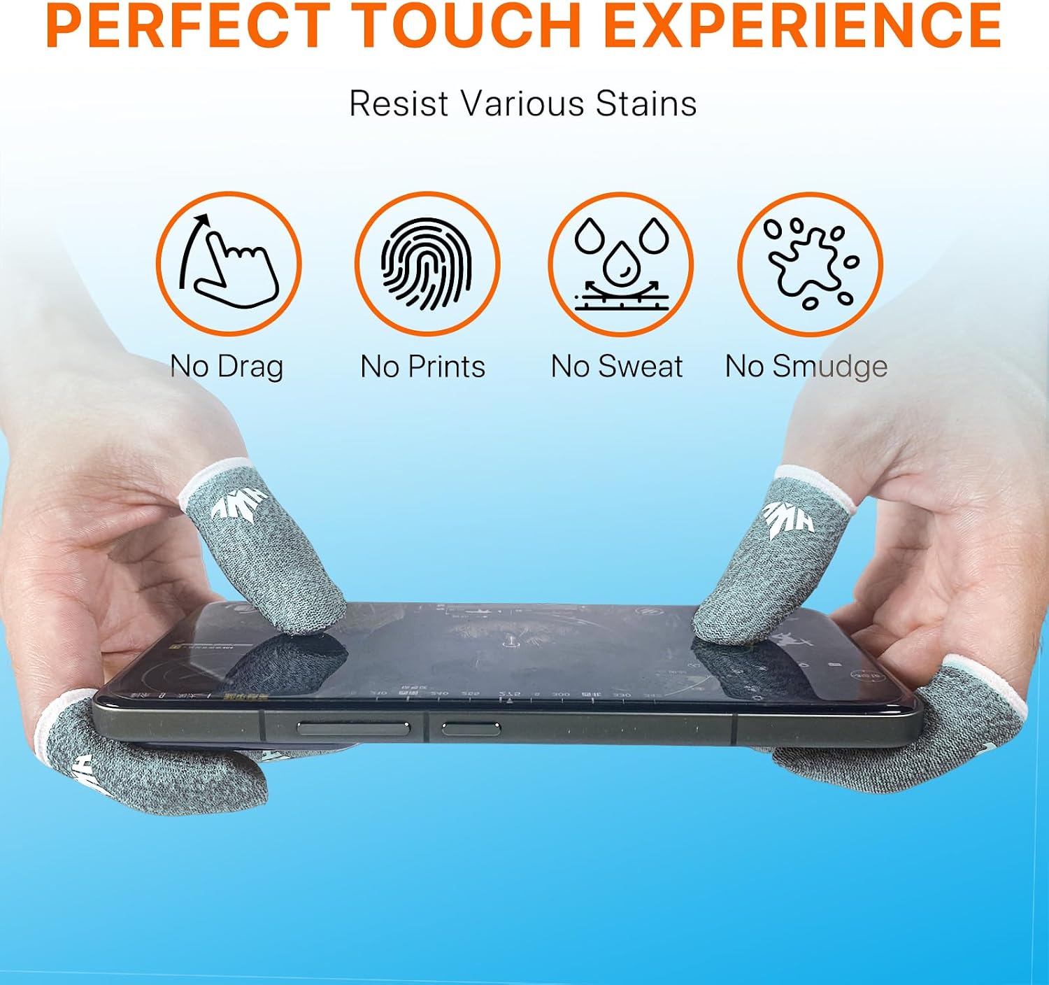 10 Pack Silver Fiber Dedales Gamer Profesionales Anti Slip Sweat Proof Gaming Finger Thumb Sleeves Cots Breathable Mobile Phone Gamer Gloves Guantes para Durable Covers for Pubg