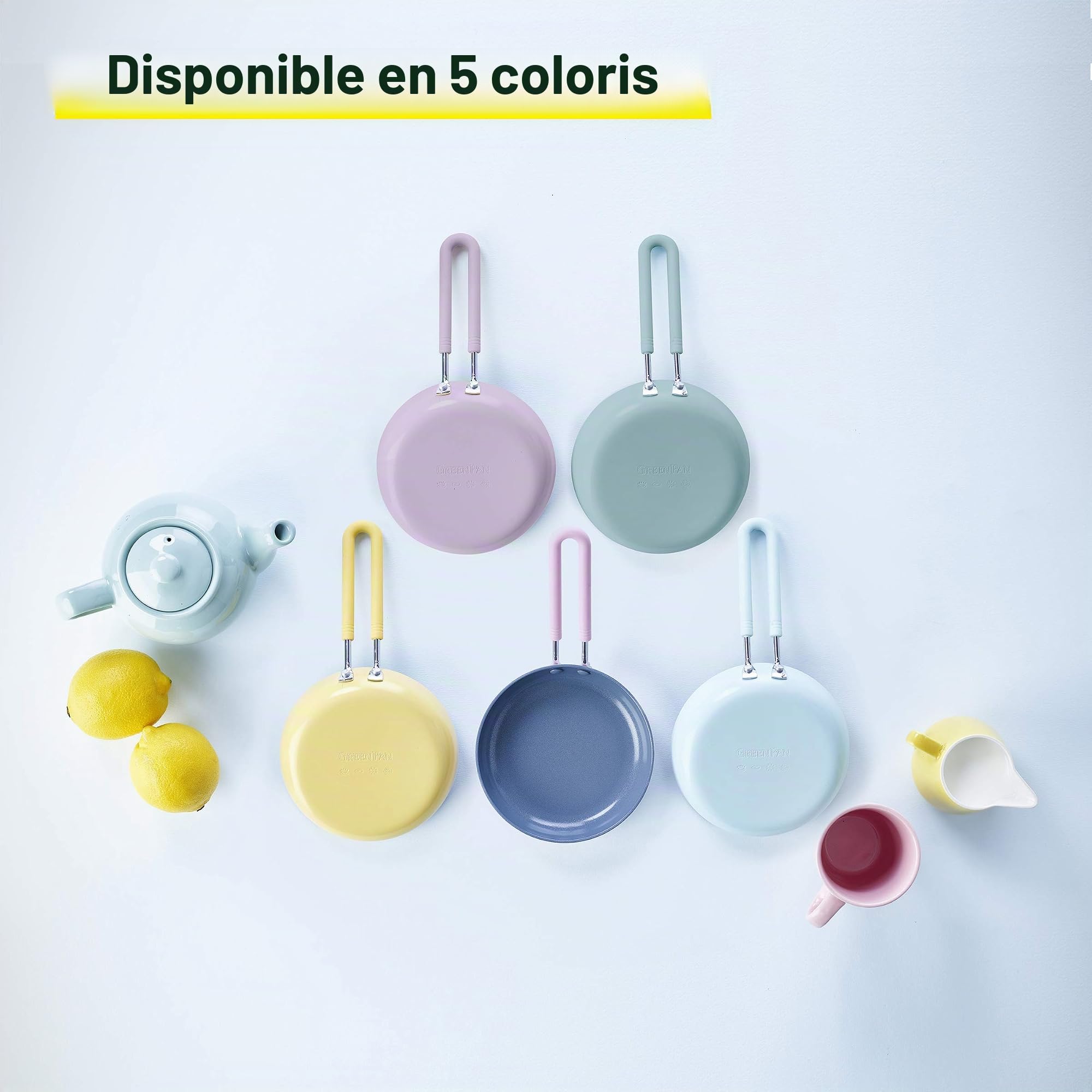 GreenPan - CC002841-003 GreenPan Mini Poêle à œufs en céramique anti-adhésive Jaune 12,7 cm