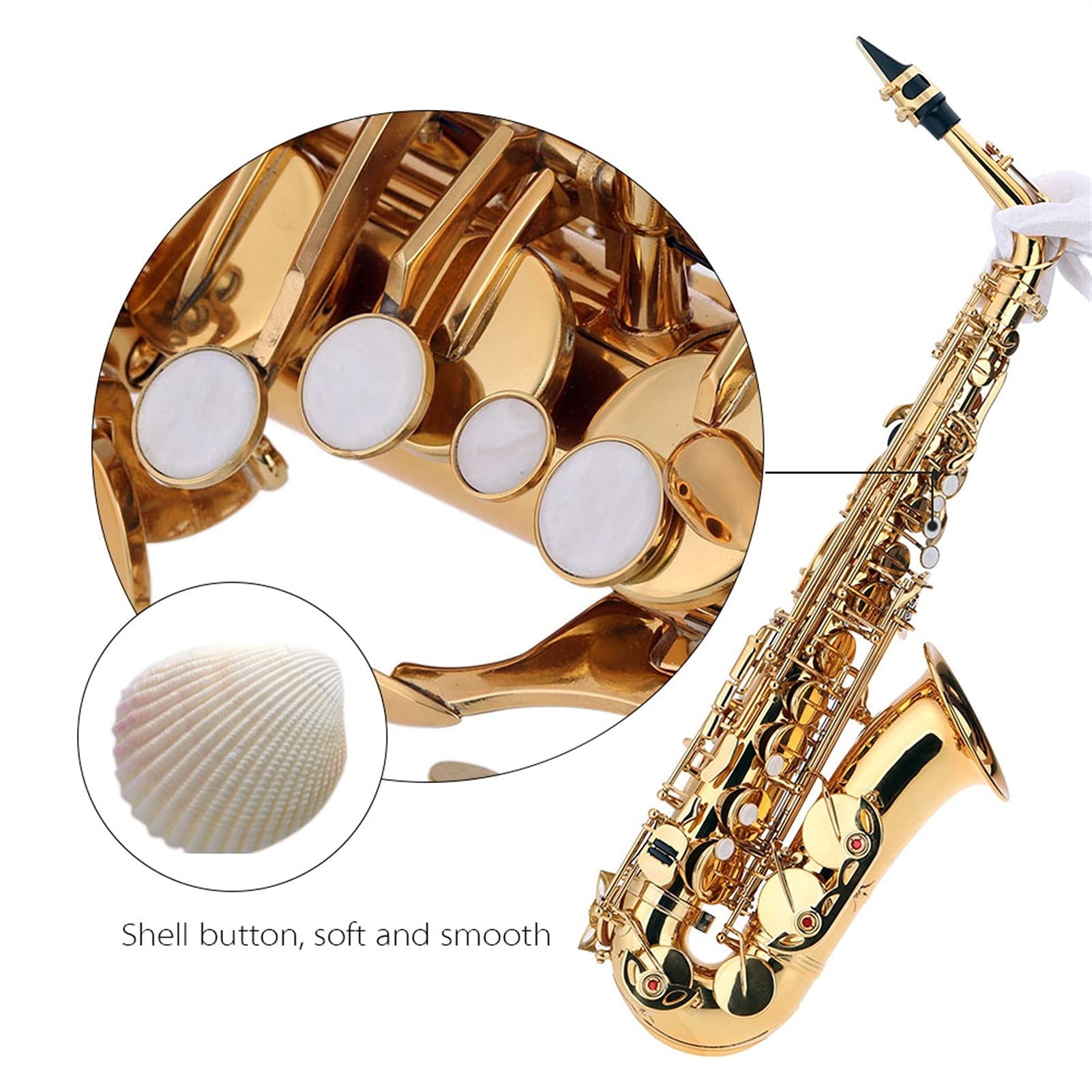 Sax Principianti Kit Essere Strumento di Tastiera in Ottone in Ottone Alto Saxophone in Ottone Gold e Sax 802 Strumento a Legna con Custodia in Tessuto per Spazzola Strumento a fiato
