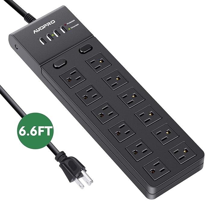Buy Power Strip with USB, AUOPRO 12 Outlets Surge Protector with 4 USB Ports(5V/4.2A), Grounded