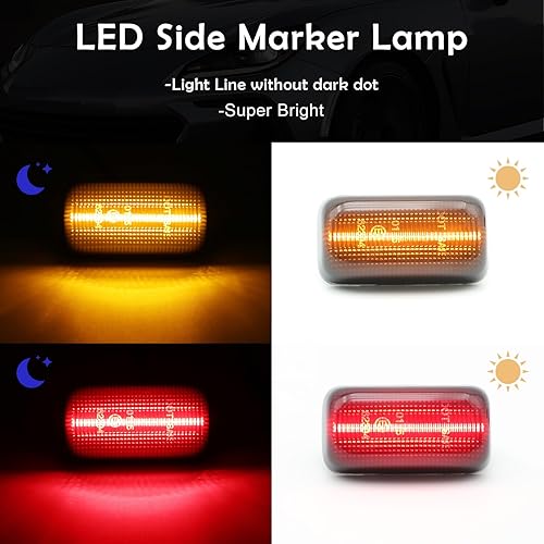 Miniatura 4 de AUYICH Luces LED de posición laterales compatibles con Silverado Sierra 2500HD 3500HD 2015-2023 de repuesto, luces indicadoras traseras rojas