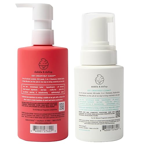 Miniatura 9 de Dabble & Dollop Gel de Ducha y Champú de Fresa + Vainilla – Baño de Burbujas Natural 3 en 1 para Niños, Sin Parabenos ni Sulfatos, Vegano, Sin
