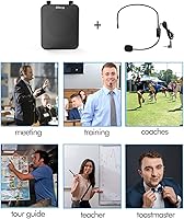 Vista 3 de Amplificador de voz portátil, Giecy 30W 2800mAh Bluetooth recargable amplificador de voz personal con auriculares con micrófono, altavoz de sistema