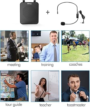 Portable Voice Amplifier, 30W 2800mAh Bluetooth Rechargeable Personal Voice Amplifier with Microphone Headset, Pa Systems Speaker for Multiple Locations Classroom, Meetings and Outdoors