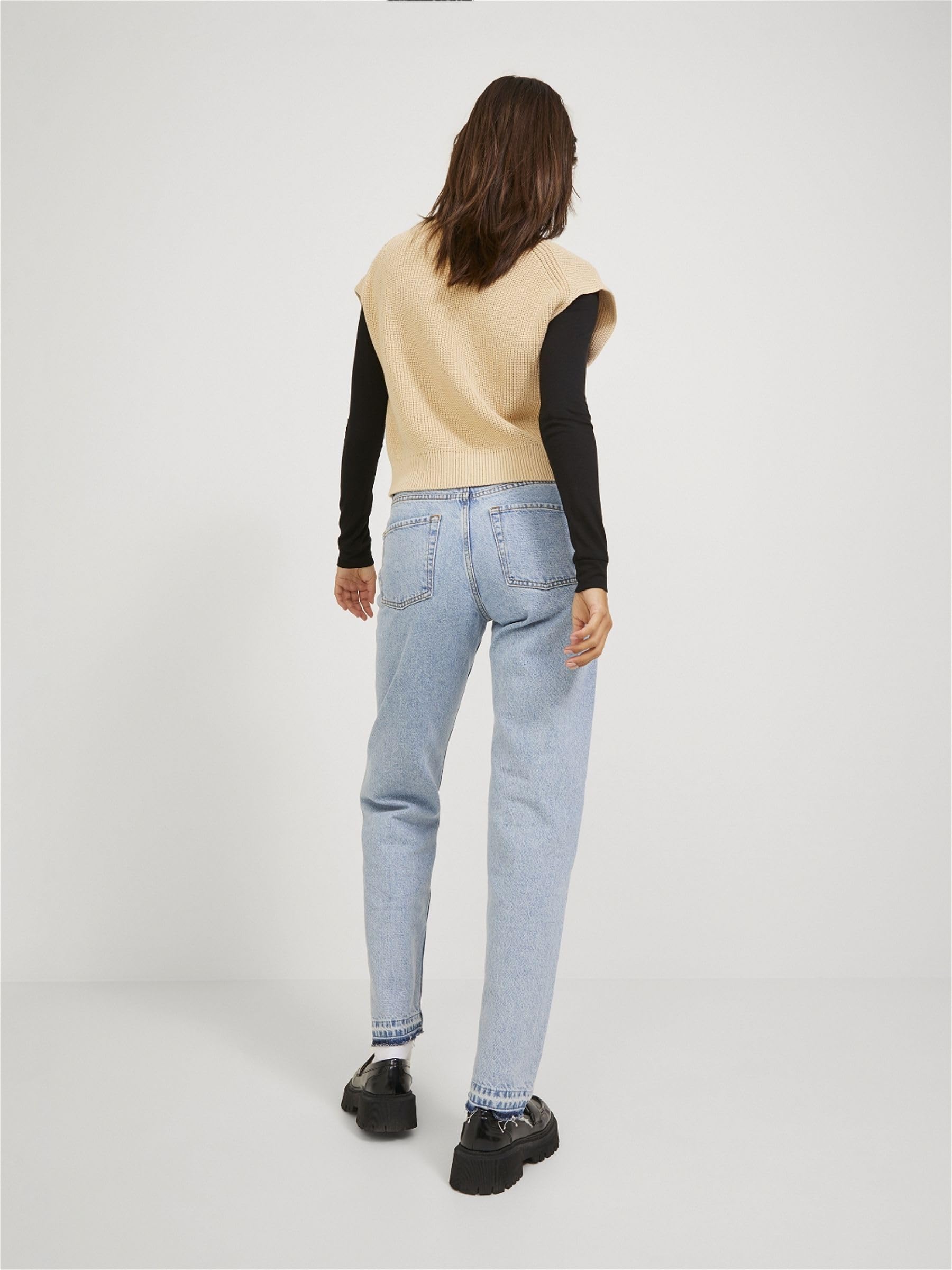 JACK & JONES Women's JJXX JXFLORENCE Twist Half Zip Knit Vest Pullover, beżowy, XS