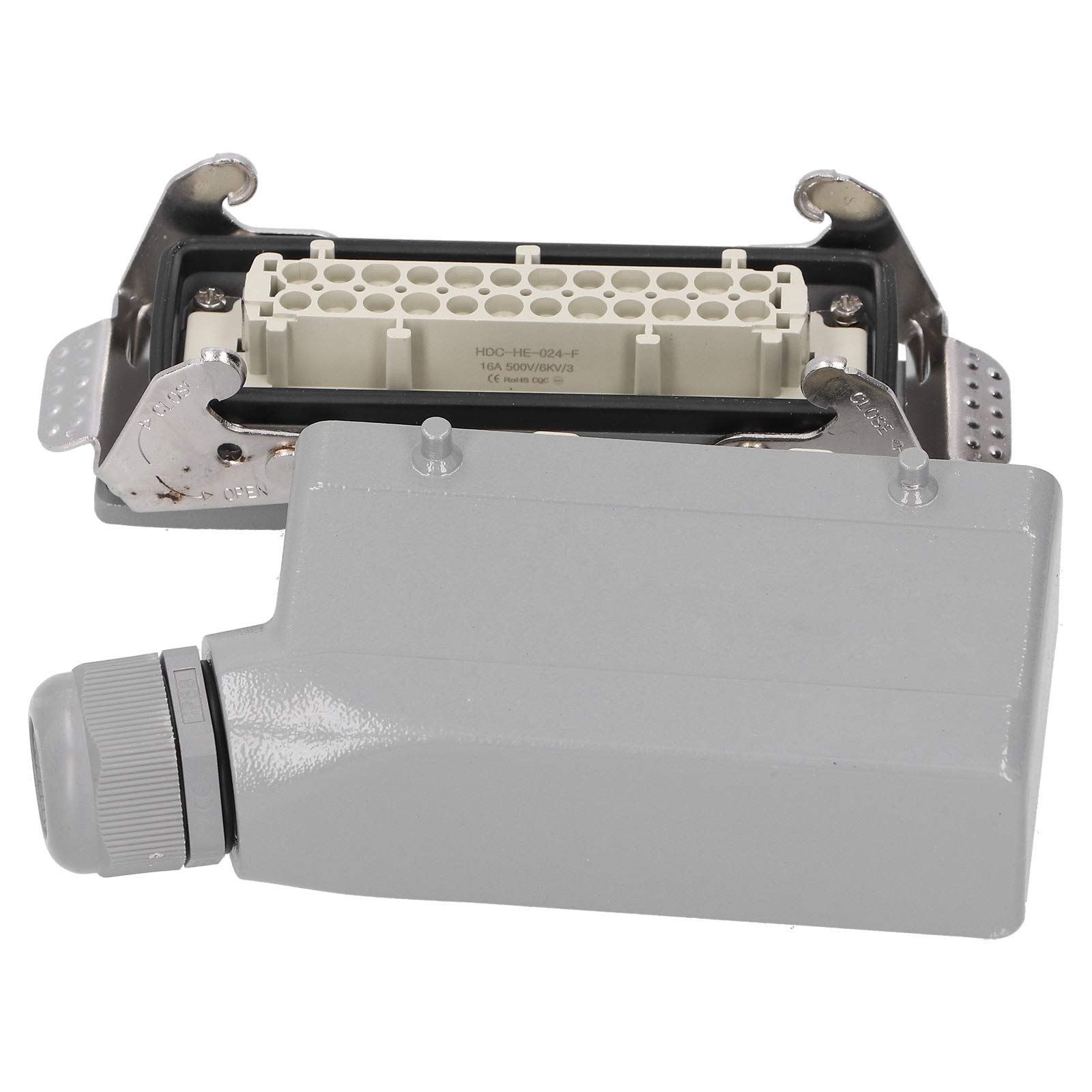 Conectores de Alta Resistencia 500 V 24 Contactos Conector Industrial para Equipos Exteriores Latón Plateado Enchufe Lateral Industrial Resistente para Aplicaciones Industriales