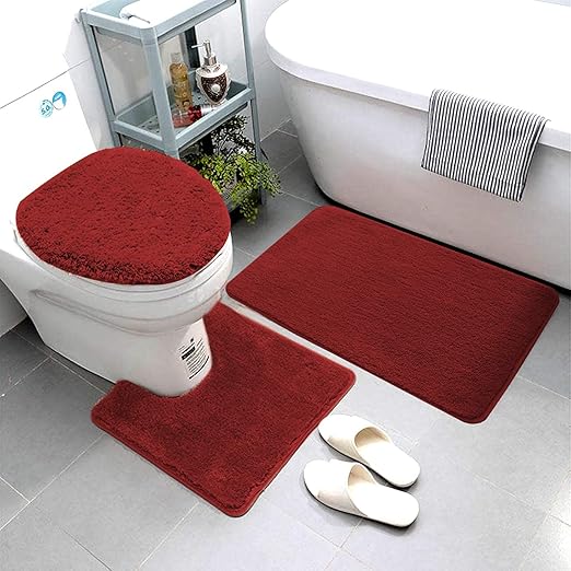 Smart Linen 3 Piece Bathroom Rug Set Includes Bath Rug