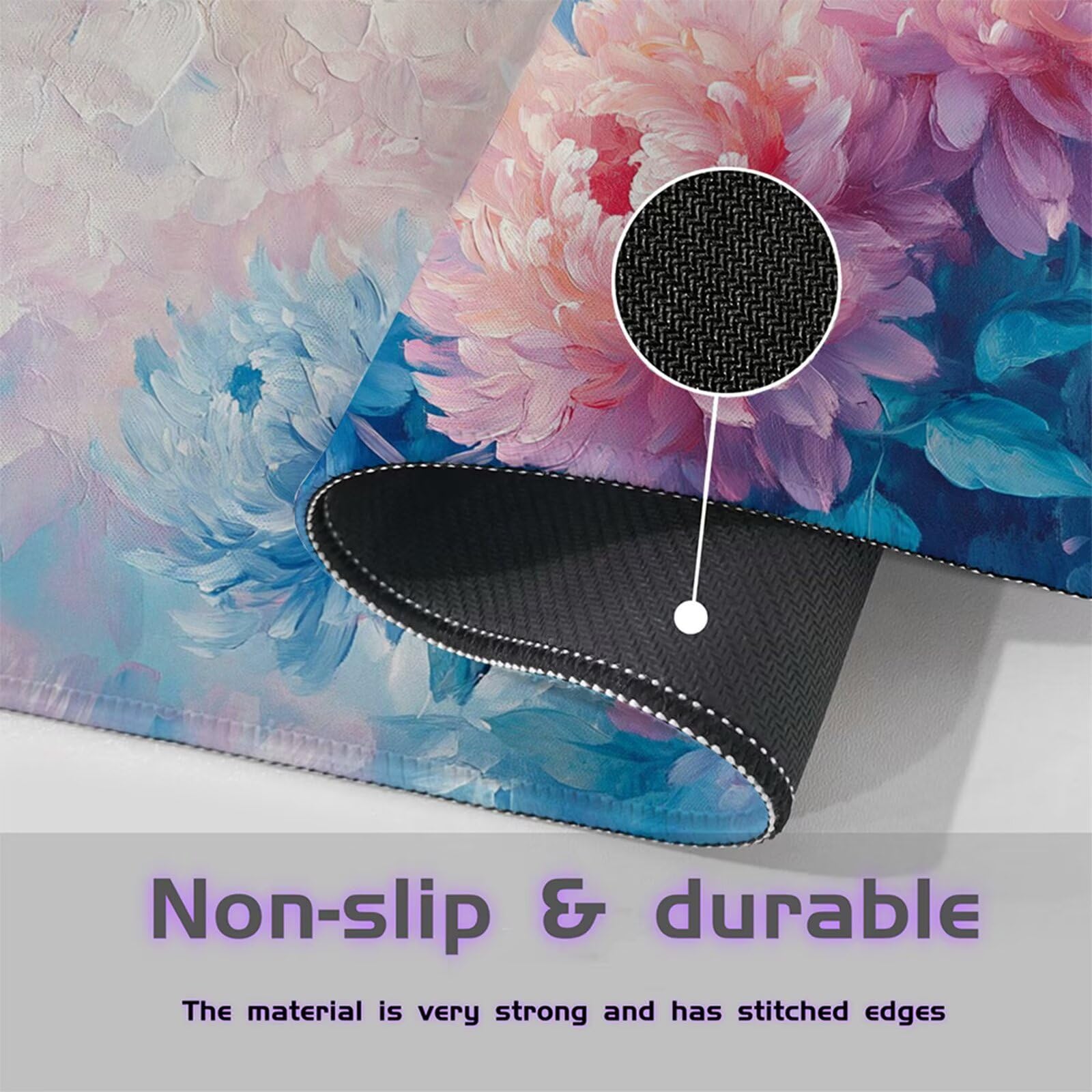 Grand Tapis de Souris Gamer 1600x800mm,Tapis de Souris Chrysanthème Tapis de Souris Gaming,Tapis Souris Rose Tapis Bureau Antidérapant Imperméable,Mouse Pad Bords Cousus,Accessoire Gaming X1-296