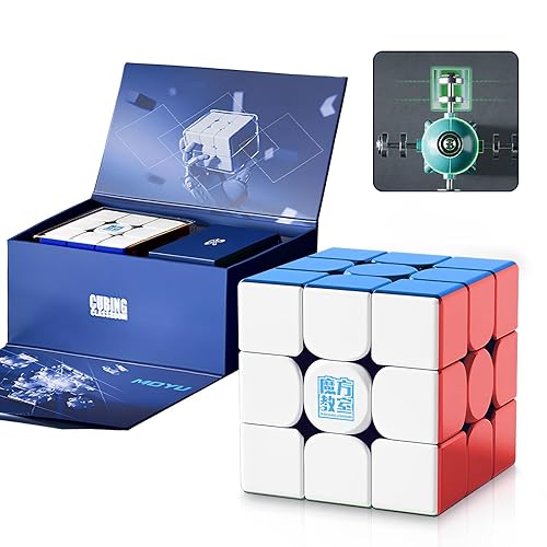 Moyu Super RS3M V2 - Cubo de bola con revestimiento UV 2023 de 3 x 3 velocidades (ropa mágica), moyu Super RS3 M V2 profesional 3x3 sin calcomanías,