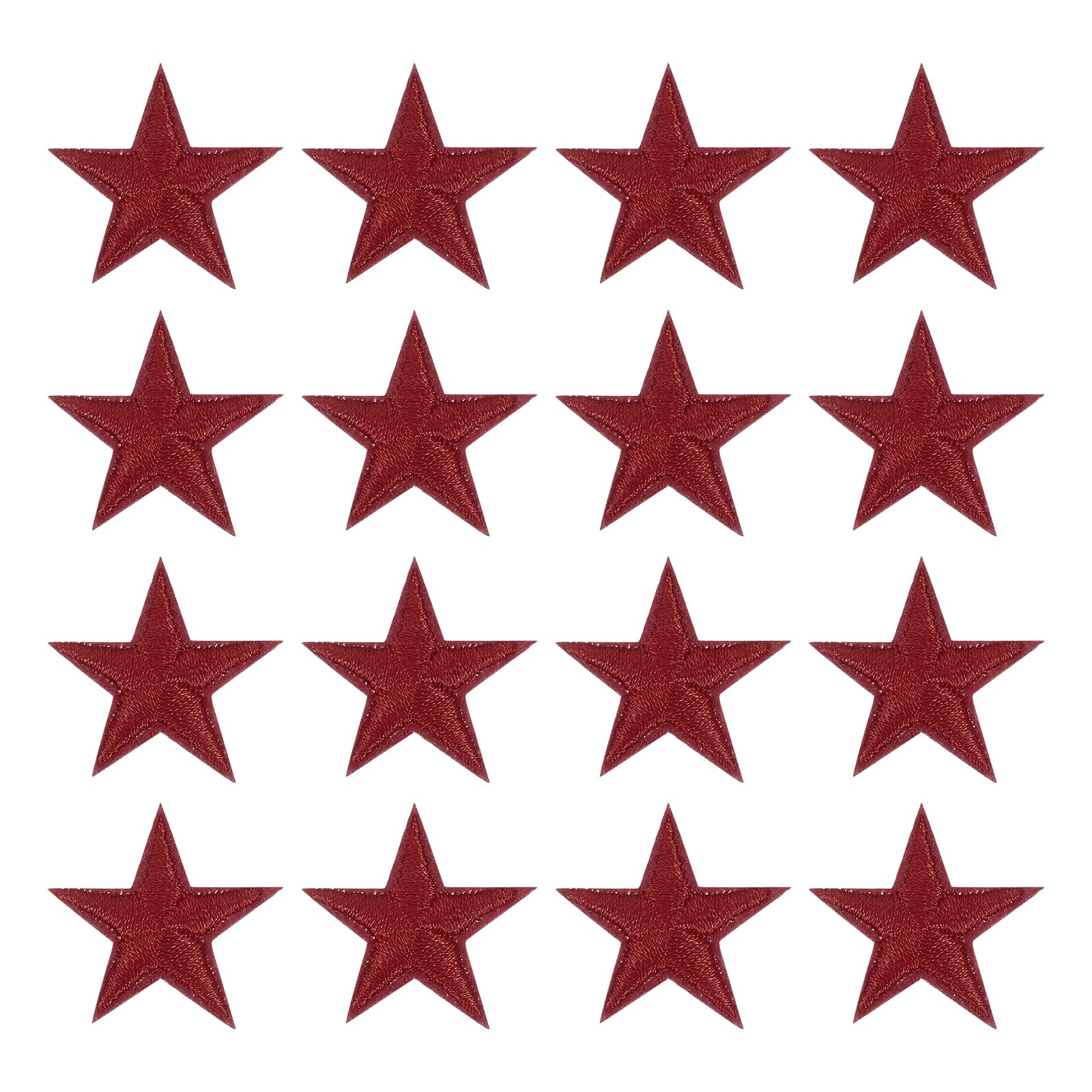 sourcing map 16Pcs Iron on Star Patches, Sew on Star Embroidered Patches, Decorative Repair Patch Applique for DIY Crafts Backpacks Bags Hats Clothes, 29mm Wine Red