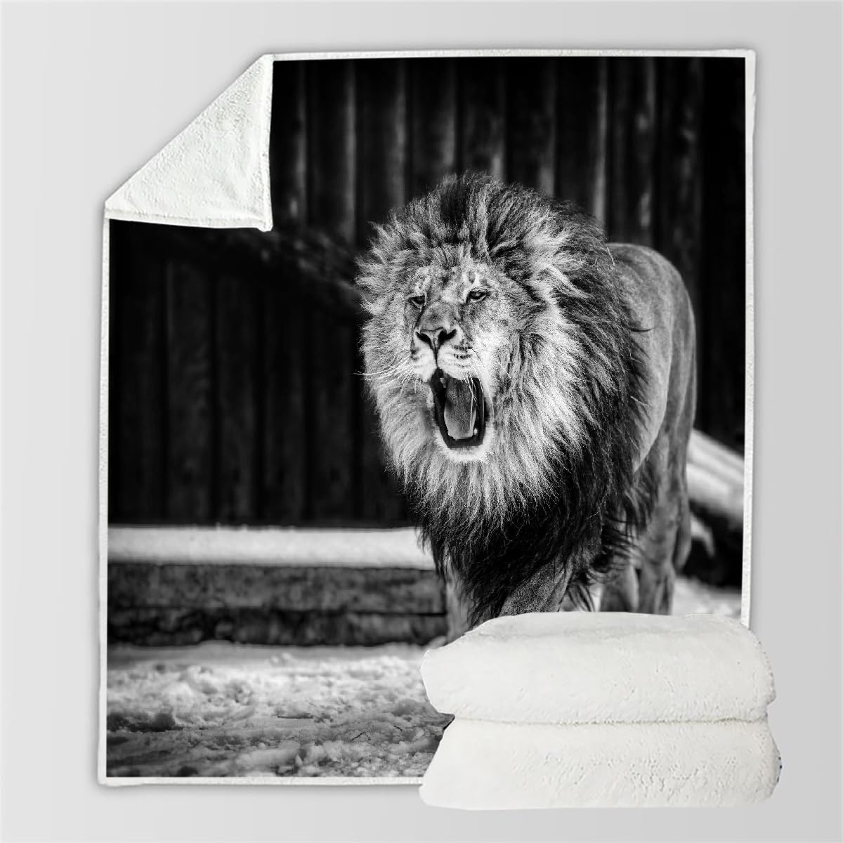 Plaid lion 3D HABEAT 130x150cm idéal pour les soirées sur le canapé