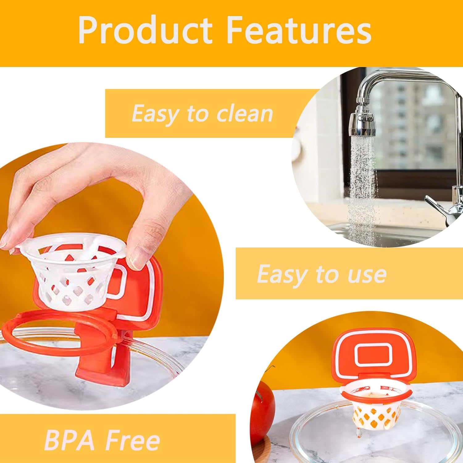 Separador de Proteínas de Yema de Huevo, Soporte de Baloncesto, Separador de Huevos Crudos, Gadgets de Cocina de Plástico (Amarillo)