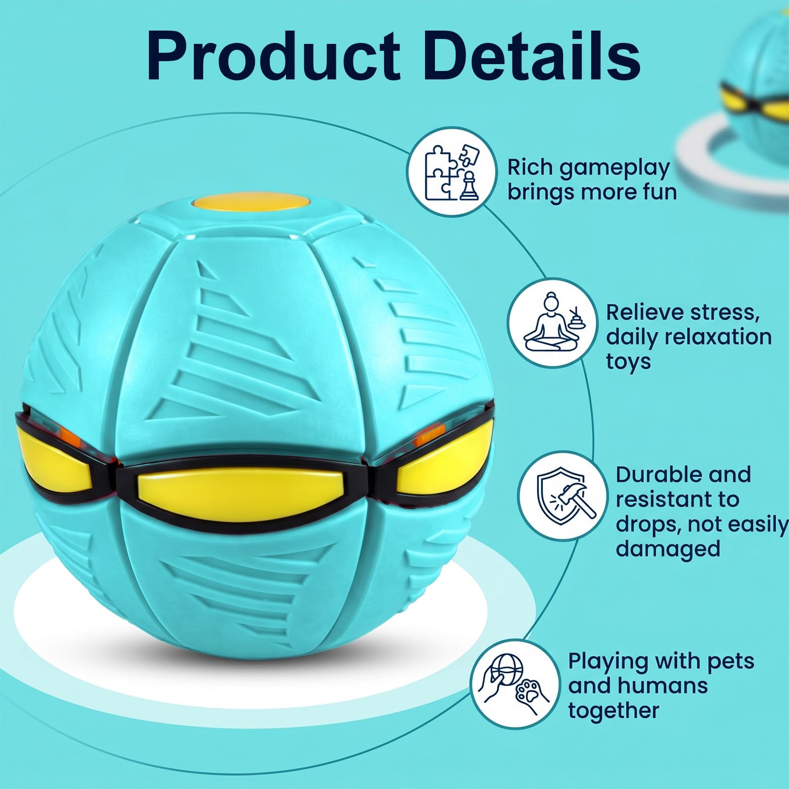 2PCS Giocattolo Interattivo,Palla Magica Volante e Rimbalzante | per Bambini,Pet Toy Flying Saucer Ball Dog Toy,Frisbee Volante Trasformabile in Pallone,Blu,Rosa