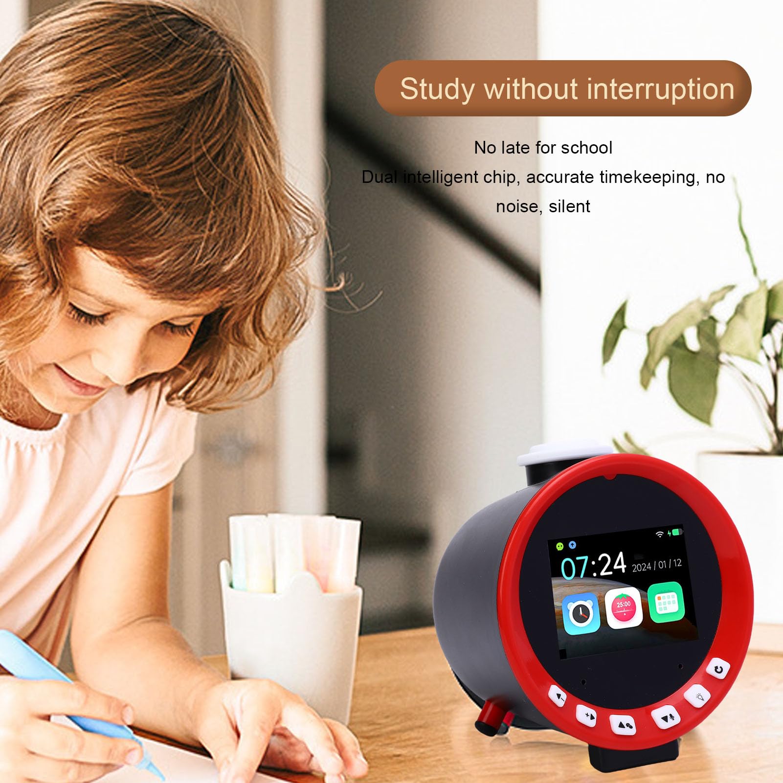 Cocoarm Reloj despertador inteligente gestor de tiempo AI activado por voz digital con función educativa temprana y batería 1500mAh para estudiantes organizador de planificación de estudio