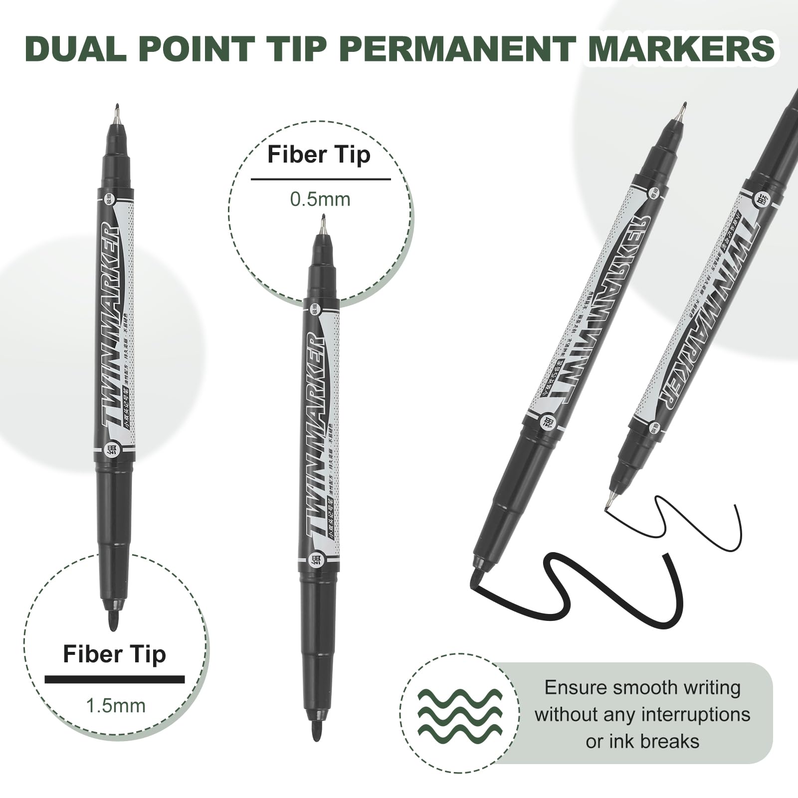 M&G Permanent Twin Markers Dual Ultra Fine Point Tip(1.5mm+0.5mm) - Image 3