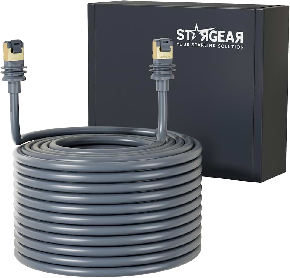 Starlink Cabo Gen 3 25 M/82 FT, Starlink Gen 3 para Starlink padrão V3/REV 4, substituição de extensão 24AWG, kit de Internet via satélite Starlink Ethernet à prova d'água ao ar livre