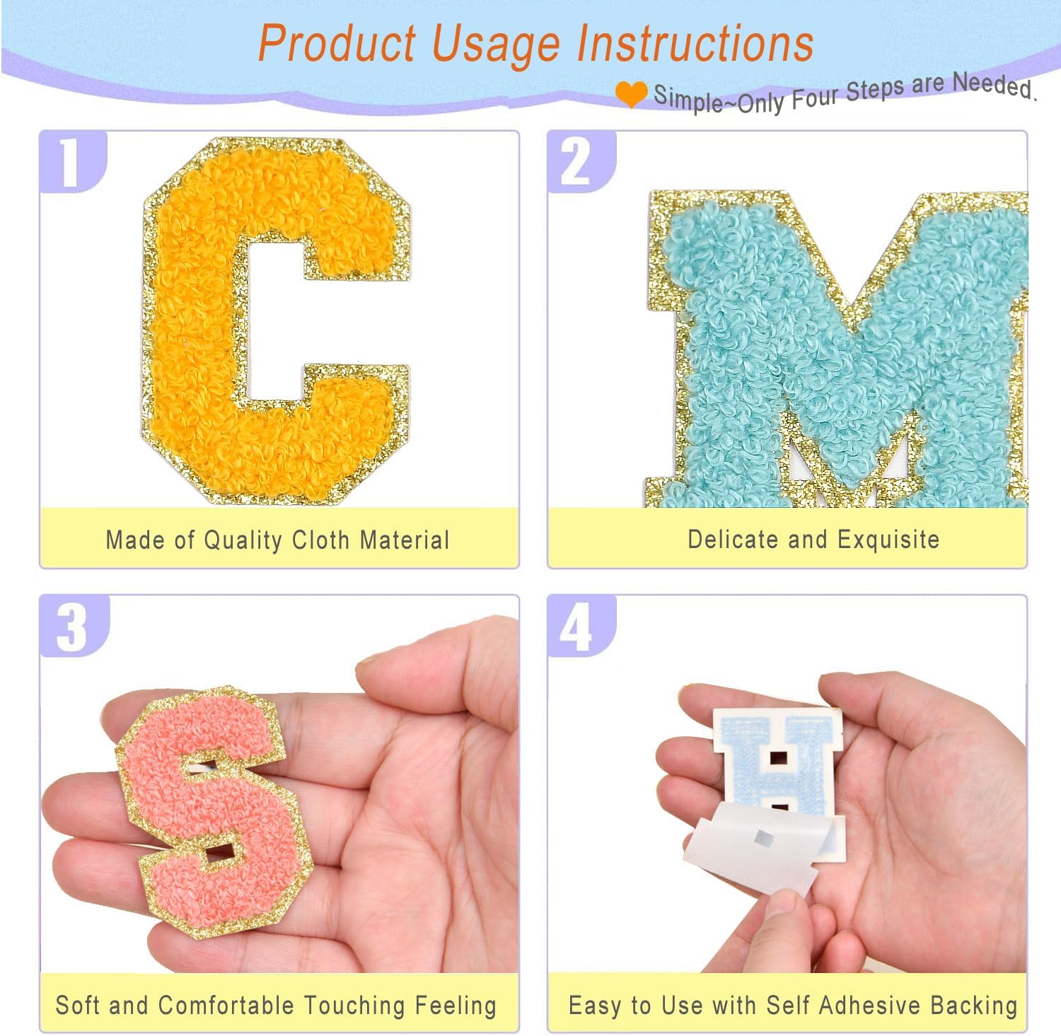 130 Pcs Chenille Letter Patches, Self Adhesive Chenille Patches, Embroidered Patch for Clothing(130) - Image 4