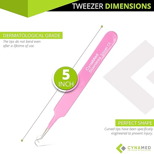 Miniatura 21 de Pinzas para puntos negros, extractor de comedia quirúrgica y astillas con punta de acero curvada, herramienta ideal para eliminar manchas y acné