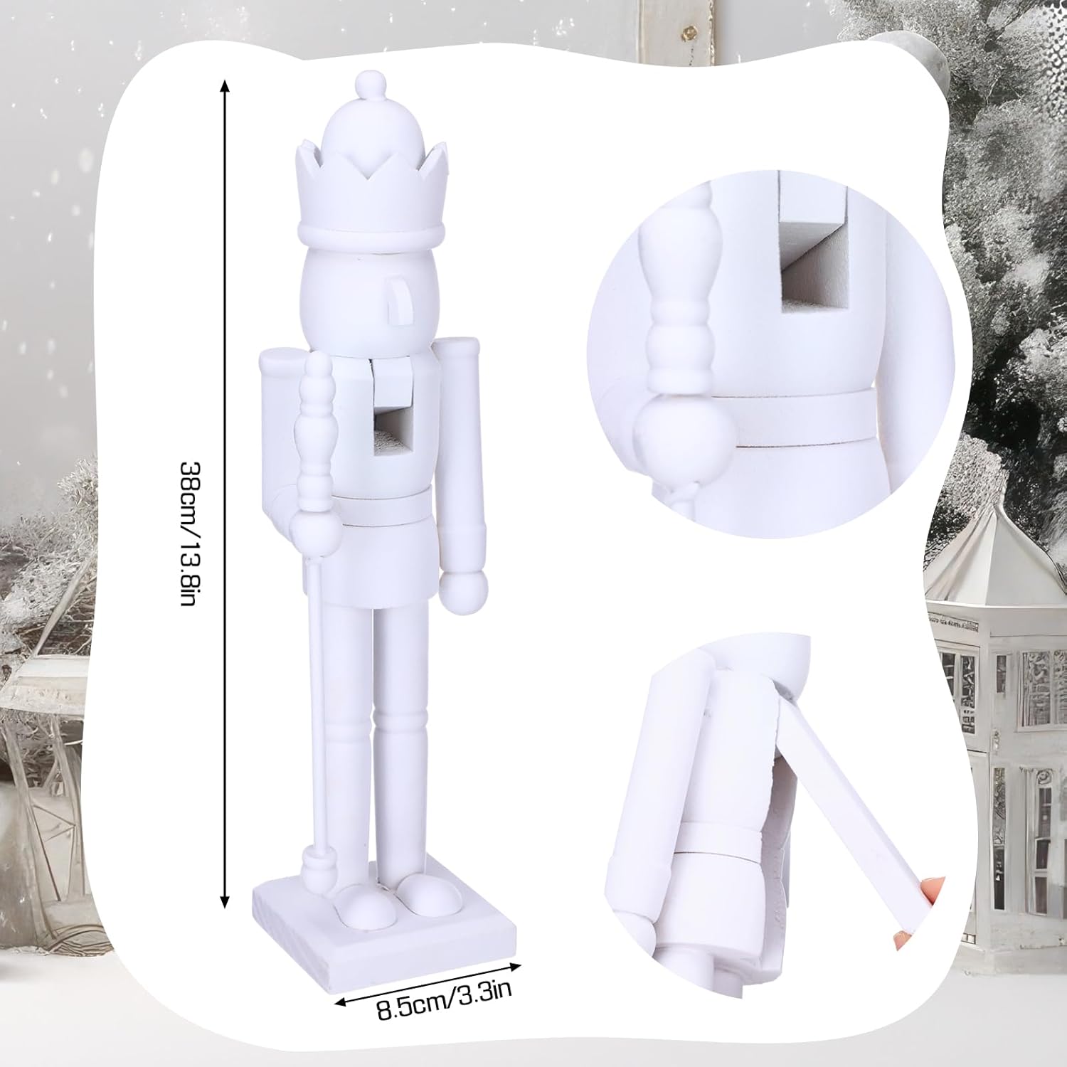 15 Inch White Christmas Nutcracker Ornaments Flocked Nutcracker Figures Christmas Decor Ornament Soldier Festive Collectible Gift for Table Fireplace Shelf Desktop Home Decor