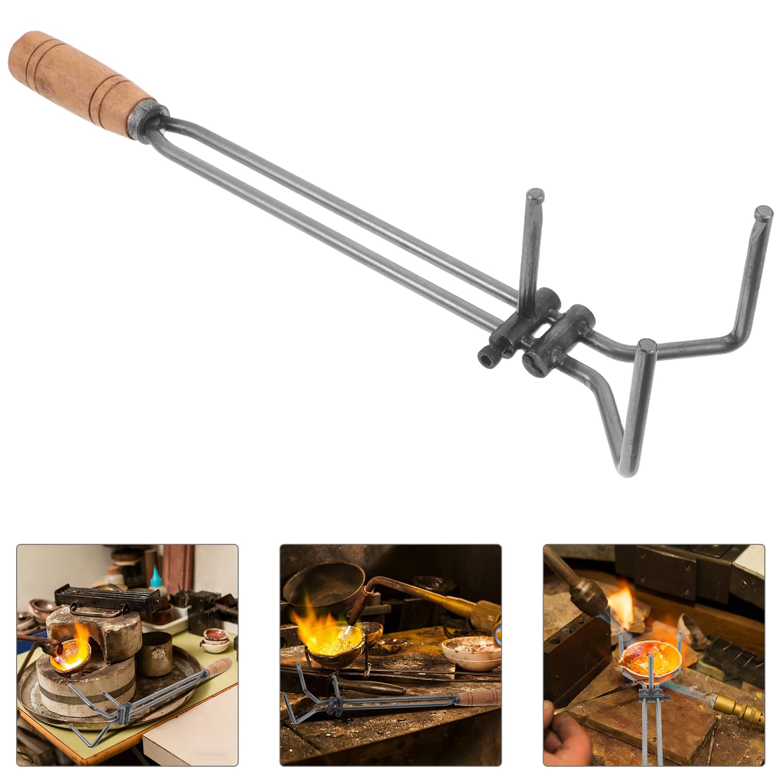 Pinzas para Recipiente de Fundición de Oro y Metales Herramienta de 43 Cm Agarre Ergonómico para Horno de Derretido