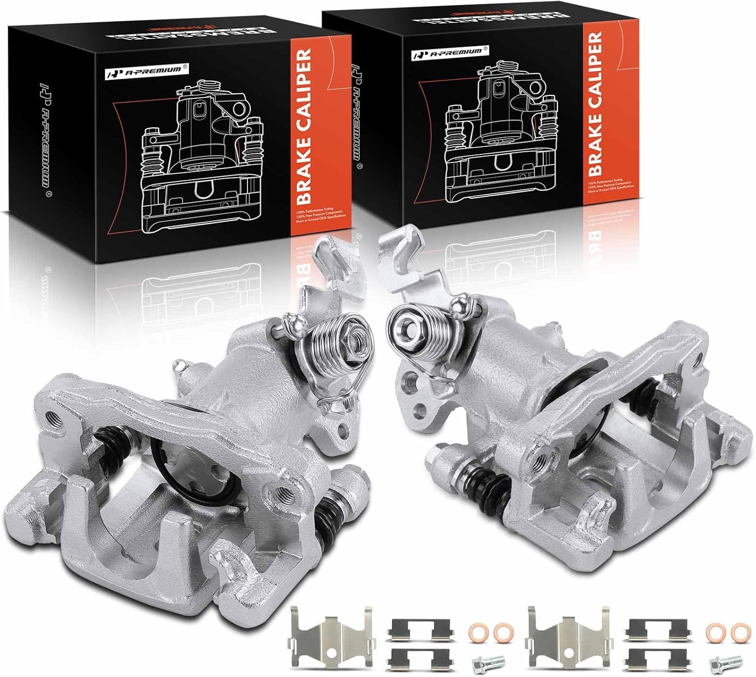 A-Premium Disc Brake Calipers Assembly with Bracket Compatible with Hyundai and Kia Vehicles - Elantra 2001-2004, Tiburon 2003-2004, Spectra 2004-2005, Spectra5 2005 - Rear Side, 2-PC Set