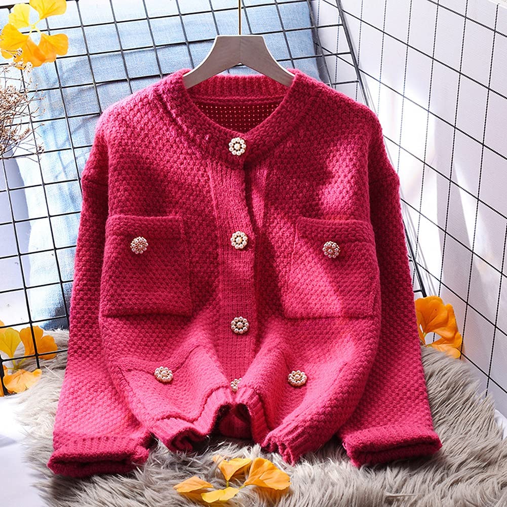 Cárdigan Suéter Chaqueta de Punto Cárdigans Exteriores Sueltos Suéter Abrigo Mujer Cárdigan Rosa (Color : Beige, Tamaño : Talla única.) (Azul. Talla única.)