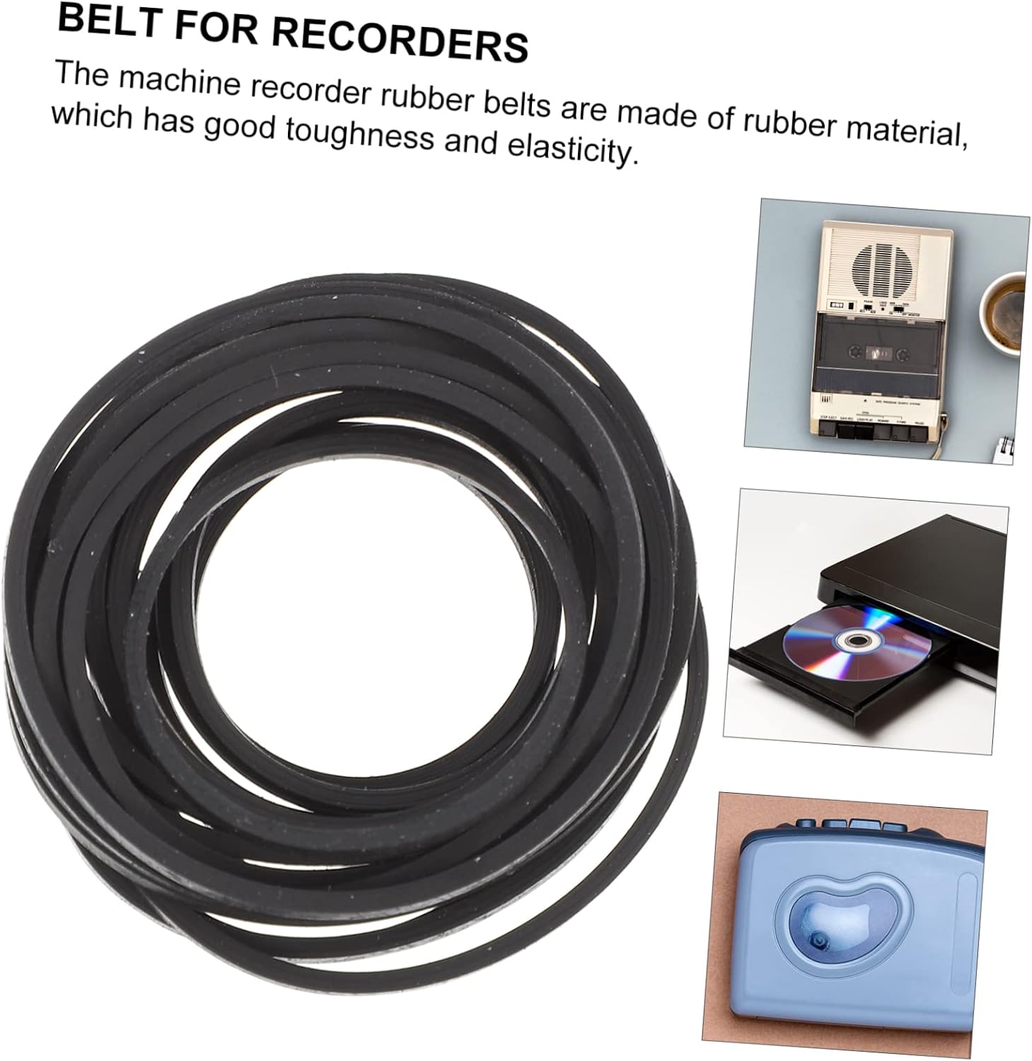 Record Repair Belt 20Pcs Rubber Flat Maintenance Belt Black