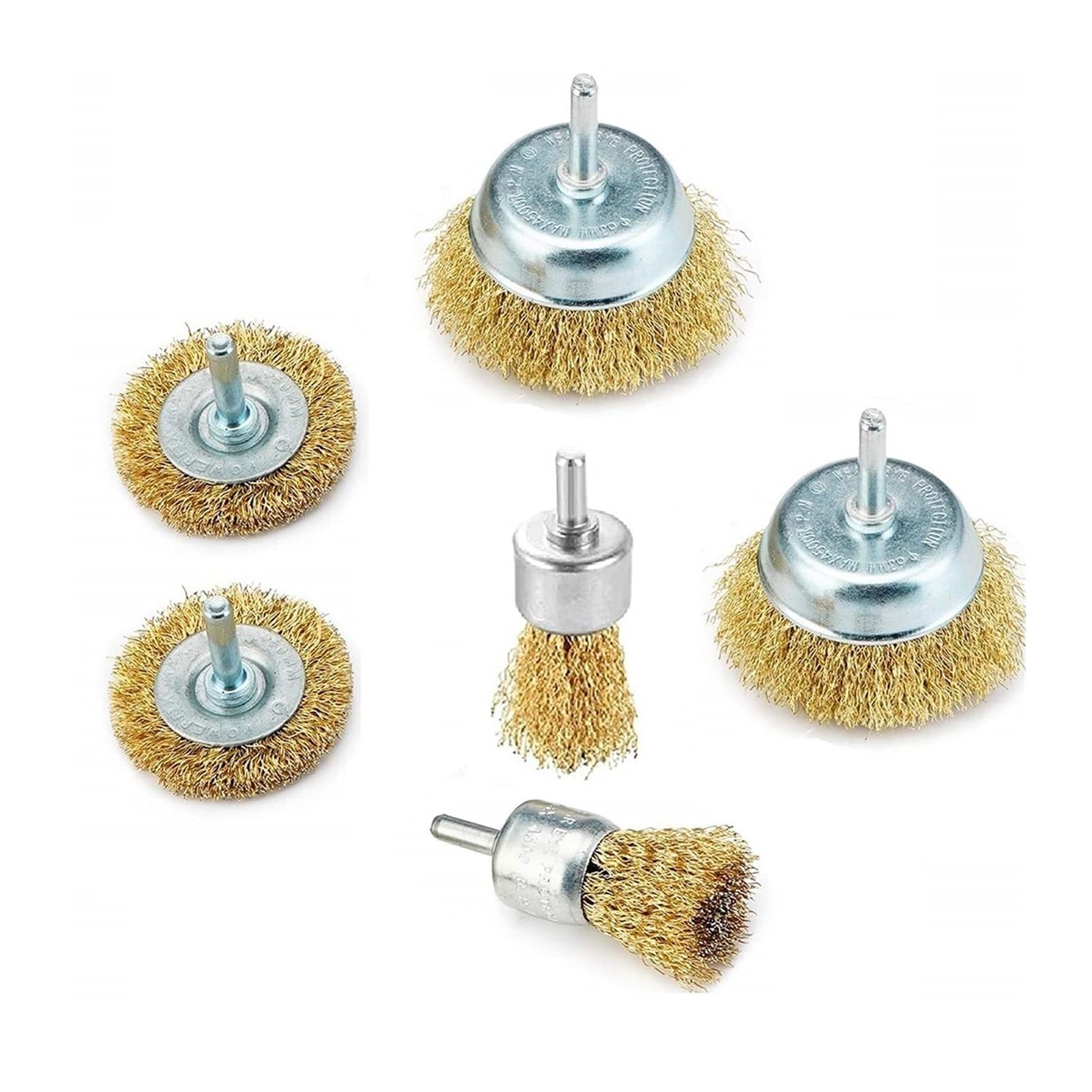 Szczotka druciana T-Shaped Brass Wire Brushes, for Drills Set,6pcs Bowl Flat Steel Electric Grinding Mill Polish Derusting Rotary Tool Power