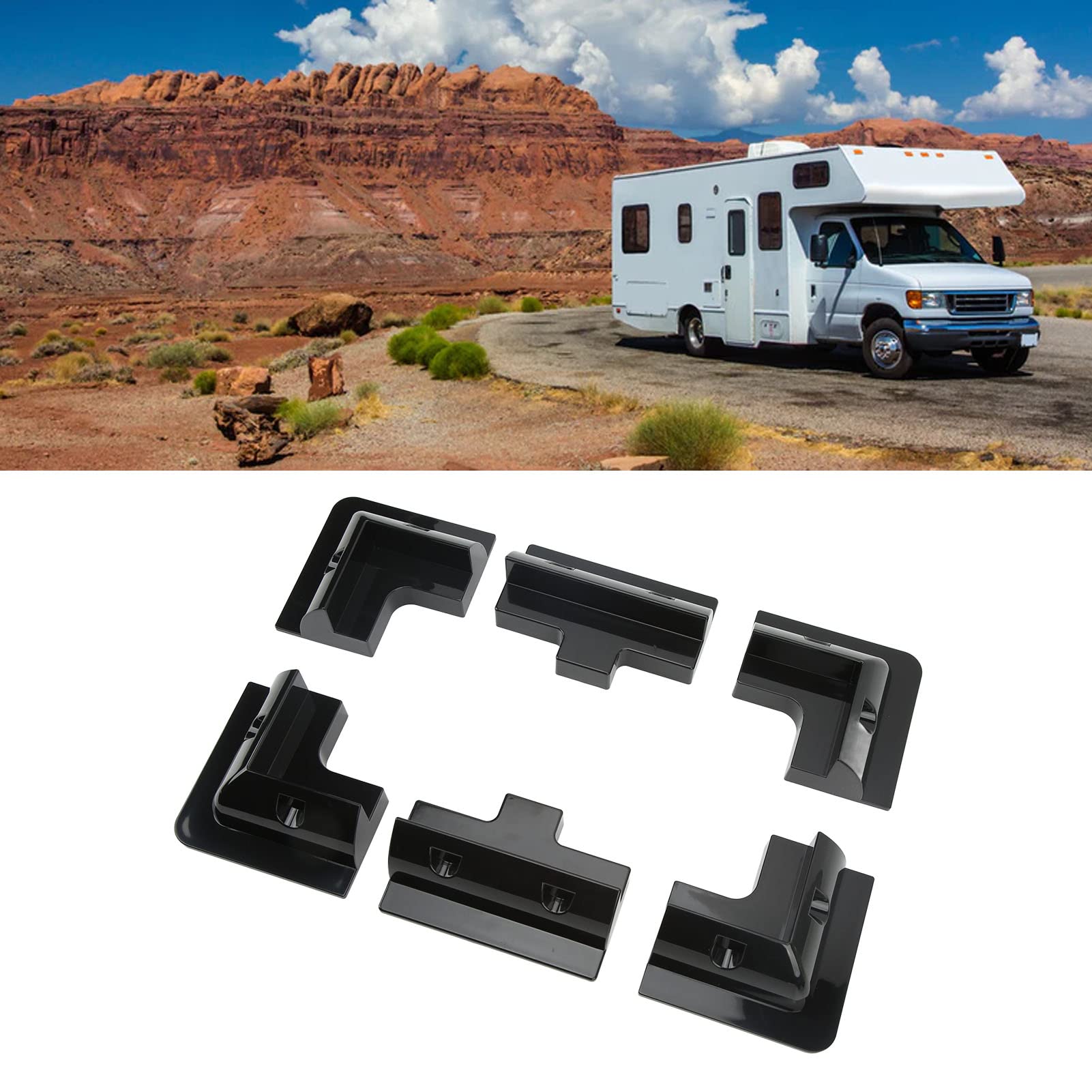 Wisecoco Set di 6 Pezzi Staffe per Pannello Solare, Montaggio ABS Staffa per Moduli Solari in Nero, Senza Trapano Pannello Solare Angolare per Camper, Marine, Tetto Piatto, Campeggio
