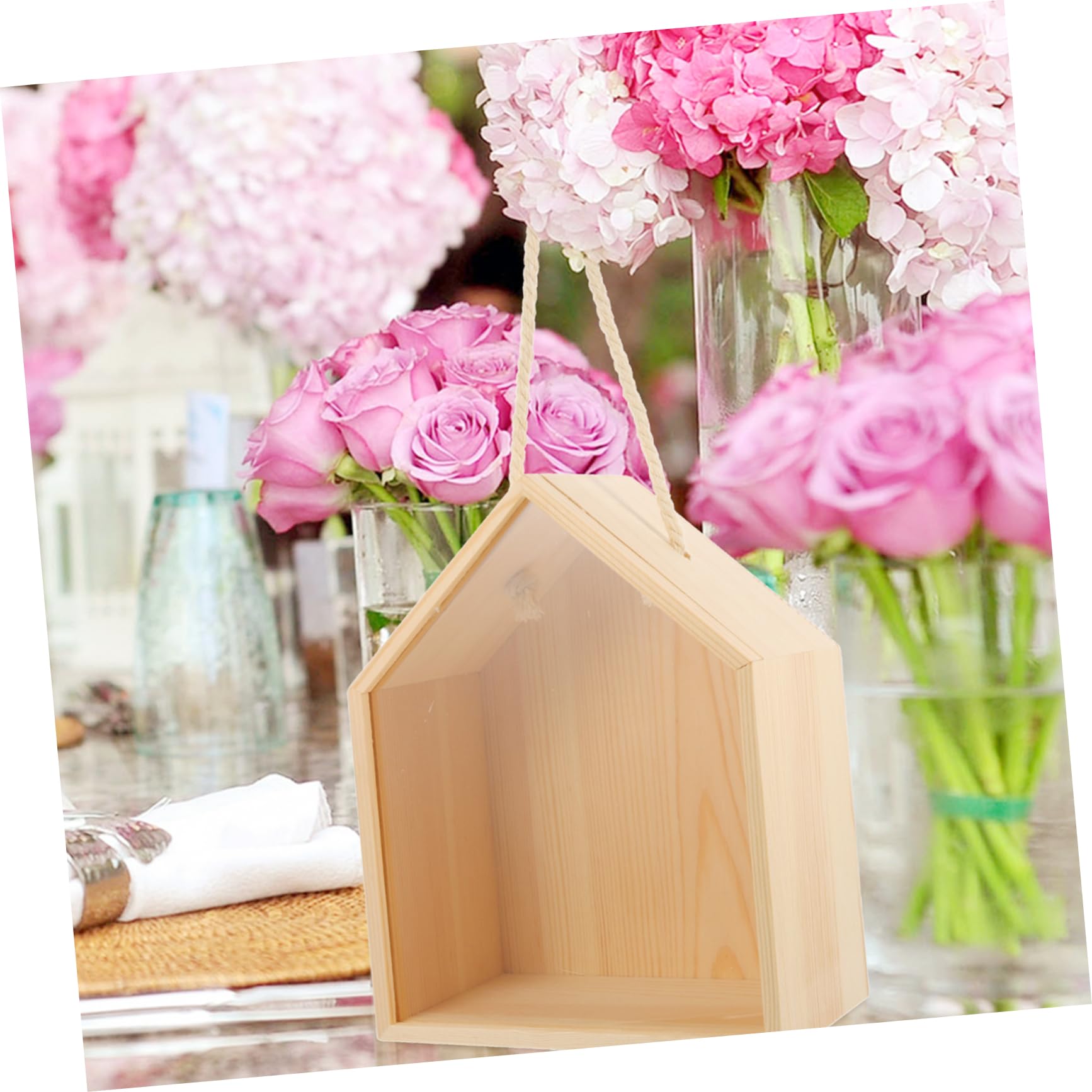 Alipis Scatola Portaconfetti Matrimonio in Legno e Acrilico Khaki a Forma di Casa, Confezione Regalo per Dolci e Gioielli in Bridal Shower