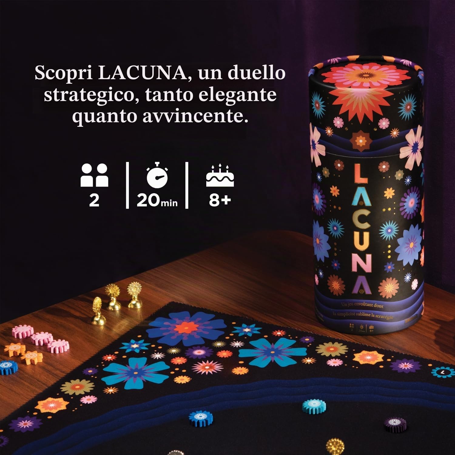 Savana Lacuna - Gioco da Tavolo strategico per 2 Giocatori | Raccolta di Fiori, tattiche e strategia | Facile da Imparare, 20 Minuti | dai 8 Anni | Perfetto per Amici e Coppie